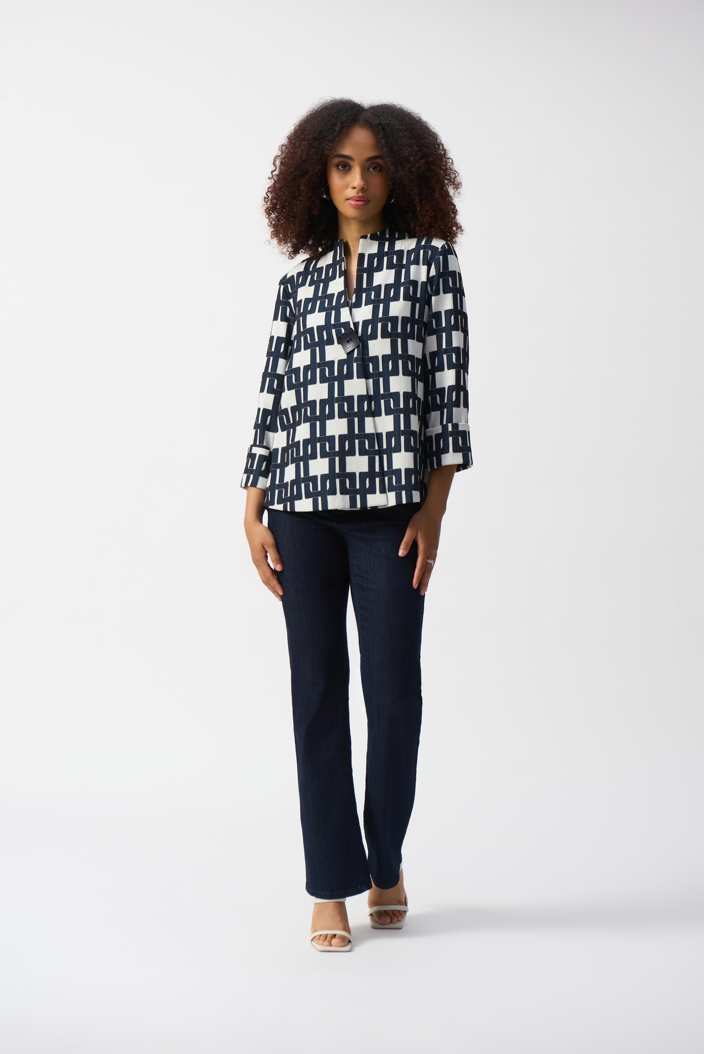 Geometric Jacquard Trapeze Jacket 251000