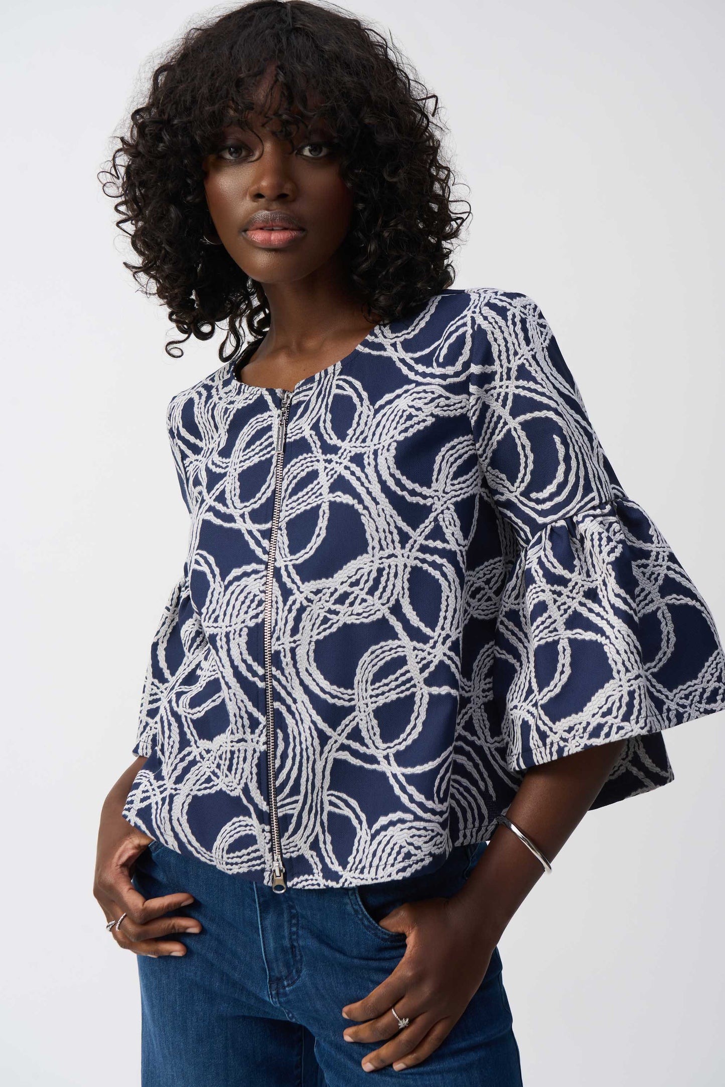 Abstract Jacquard Trapeze Jacket 251006