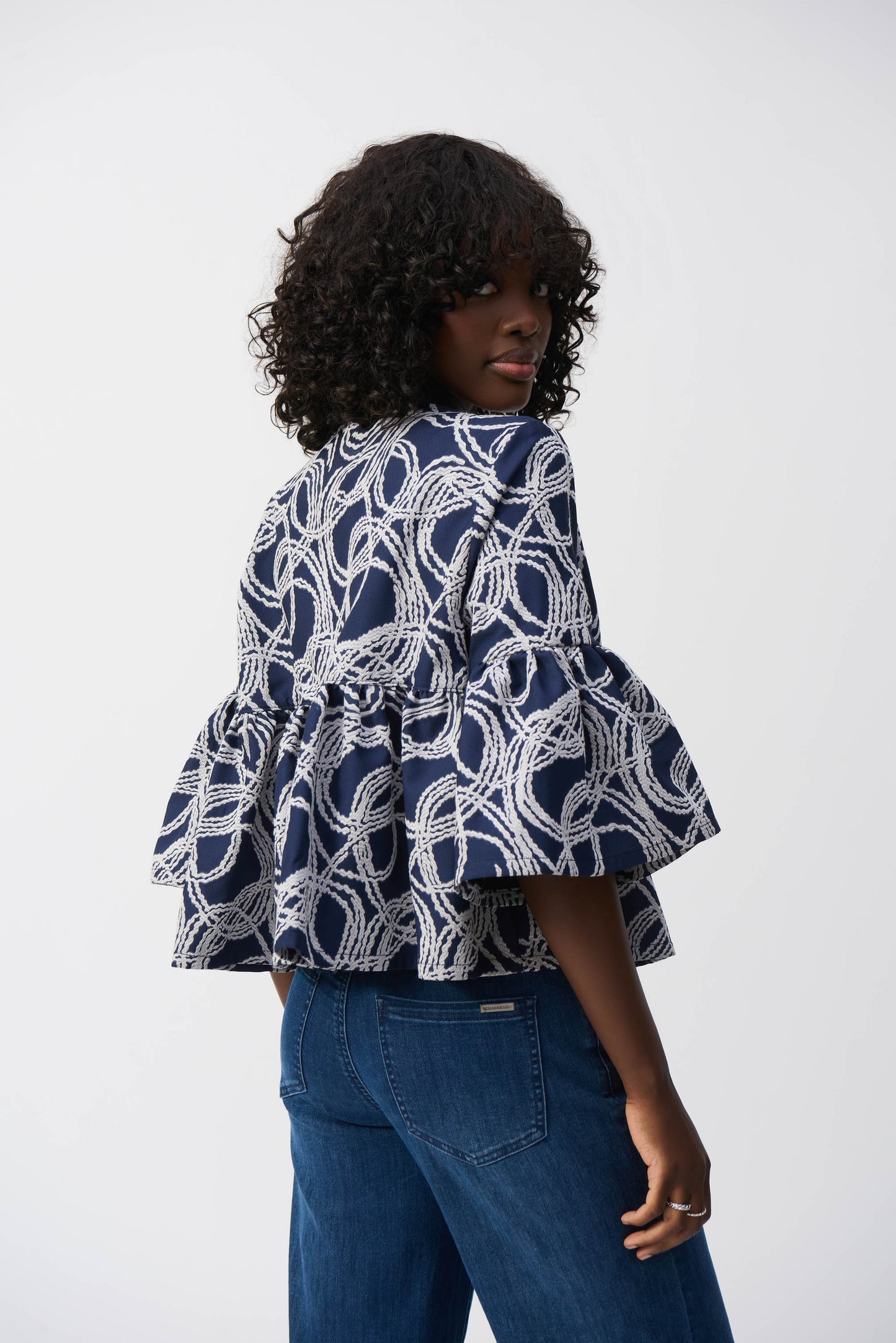 Abstract Jacquard Trapeze Jacket 251006