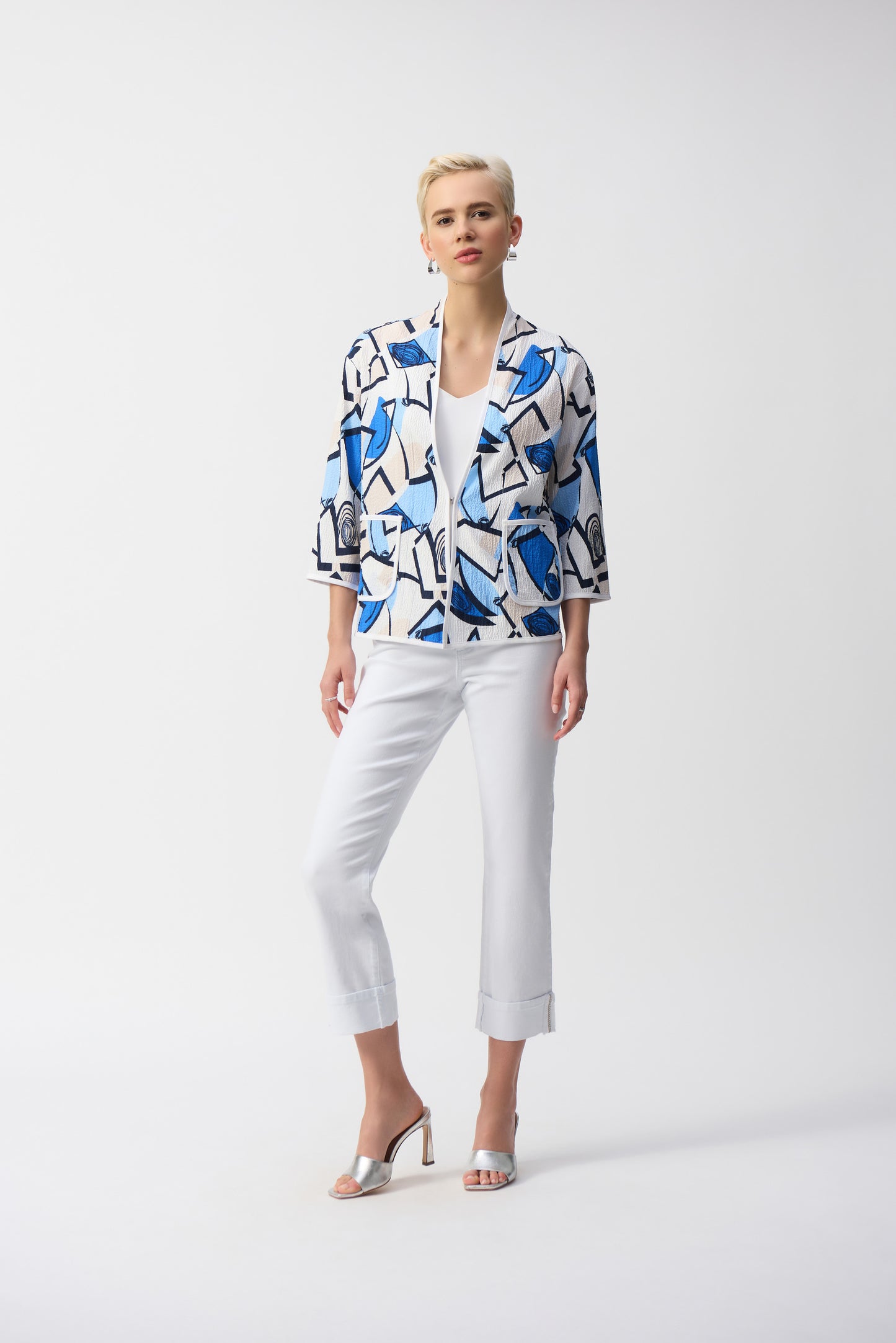 Seersucker Geometric Print Jacket 251105