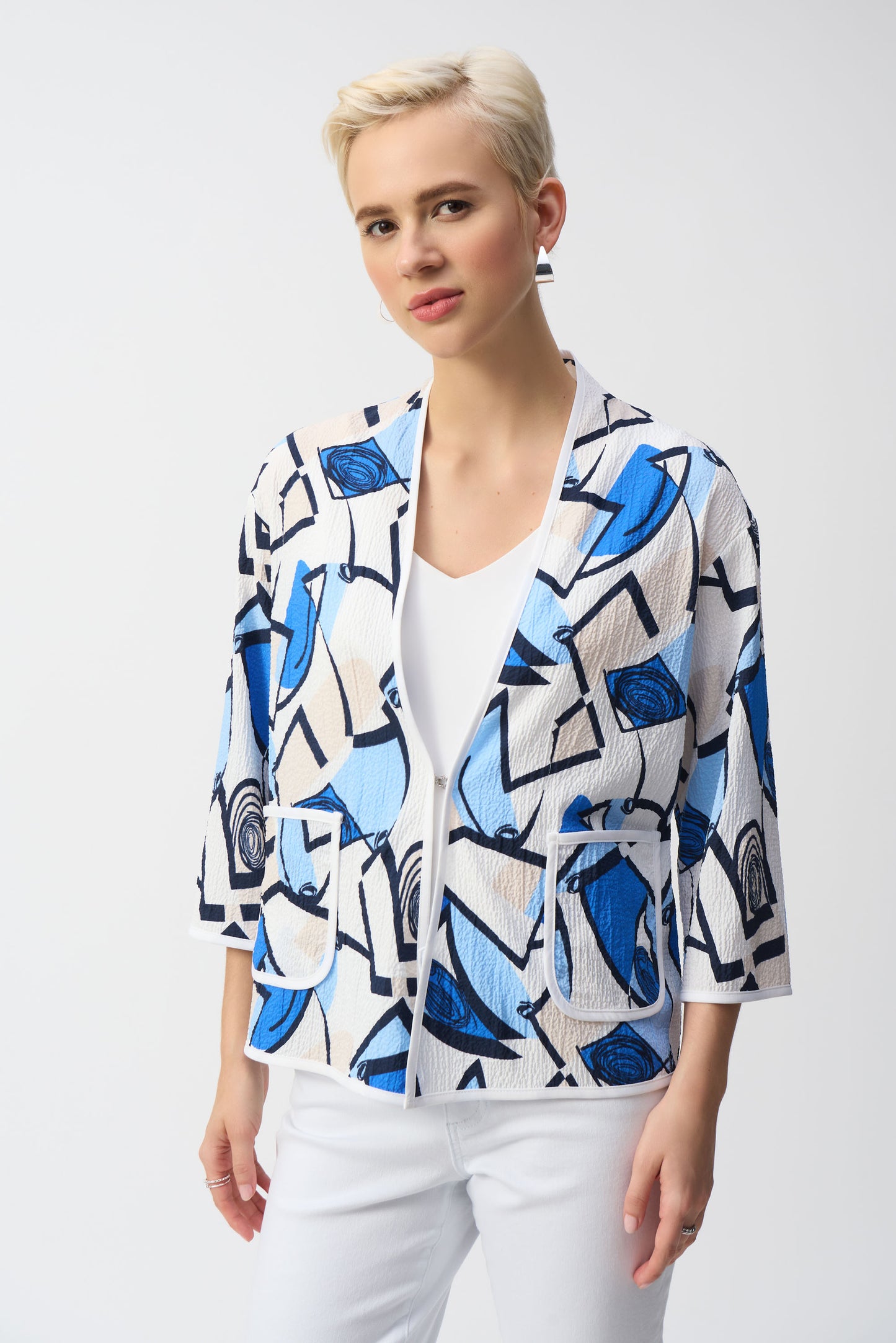 Seersucker Geometric Print Jacket 251105