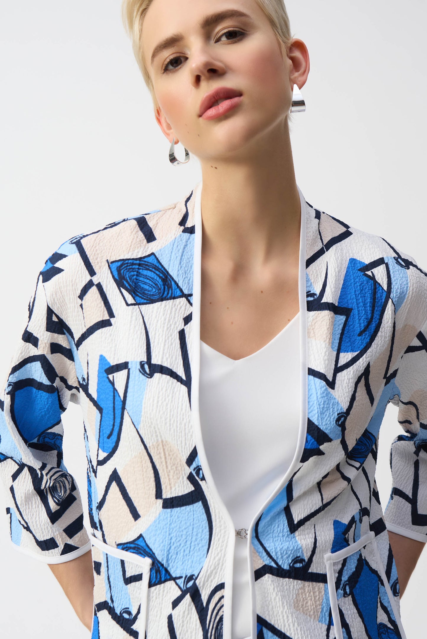 Seersucker Geometric Print Jacket 251105