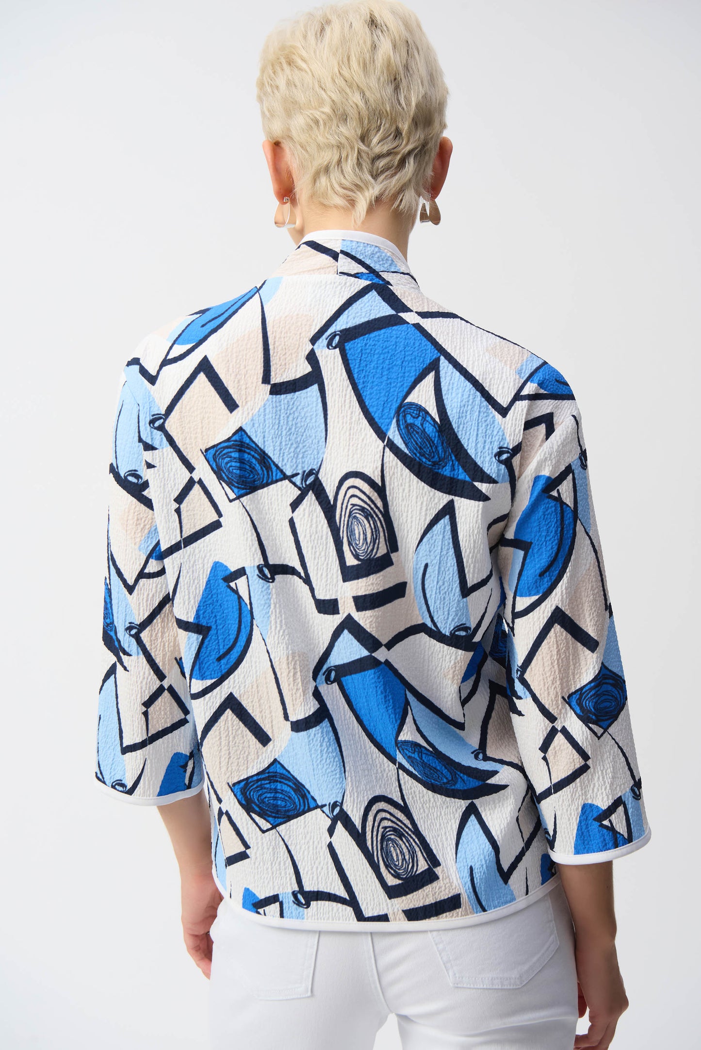 Seersucker Geometric Print Jacket 251105