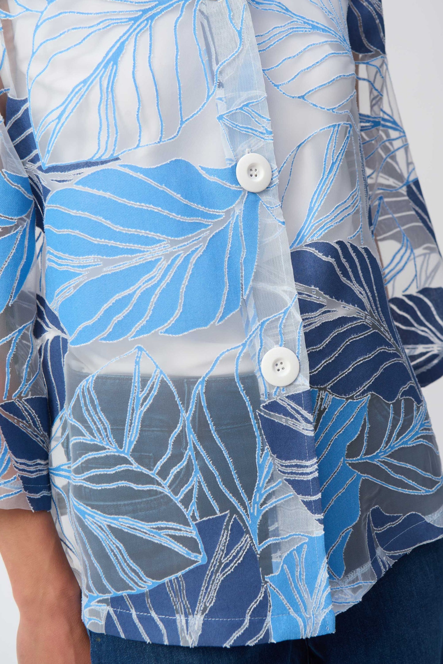 Novelty Leaf-Print Trapeze Jacket 251135