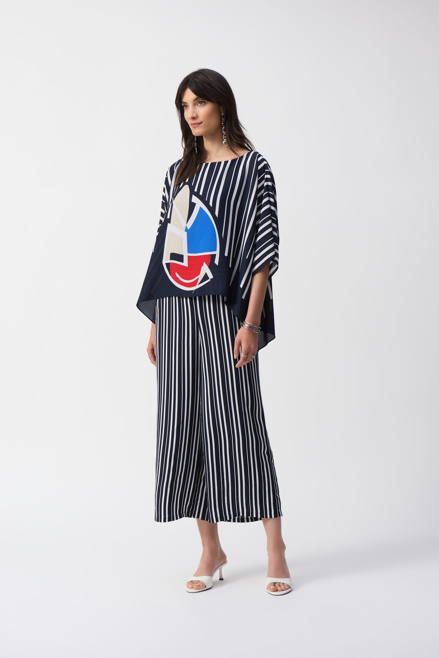 Georgette Abstract Print Poncho Top 251180