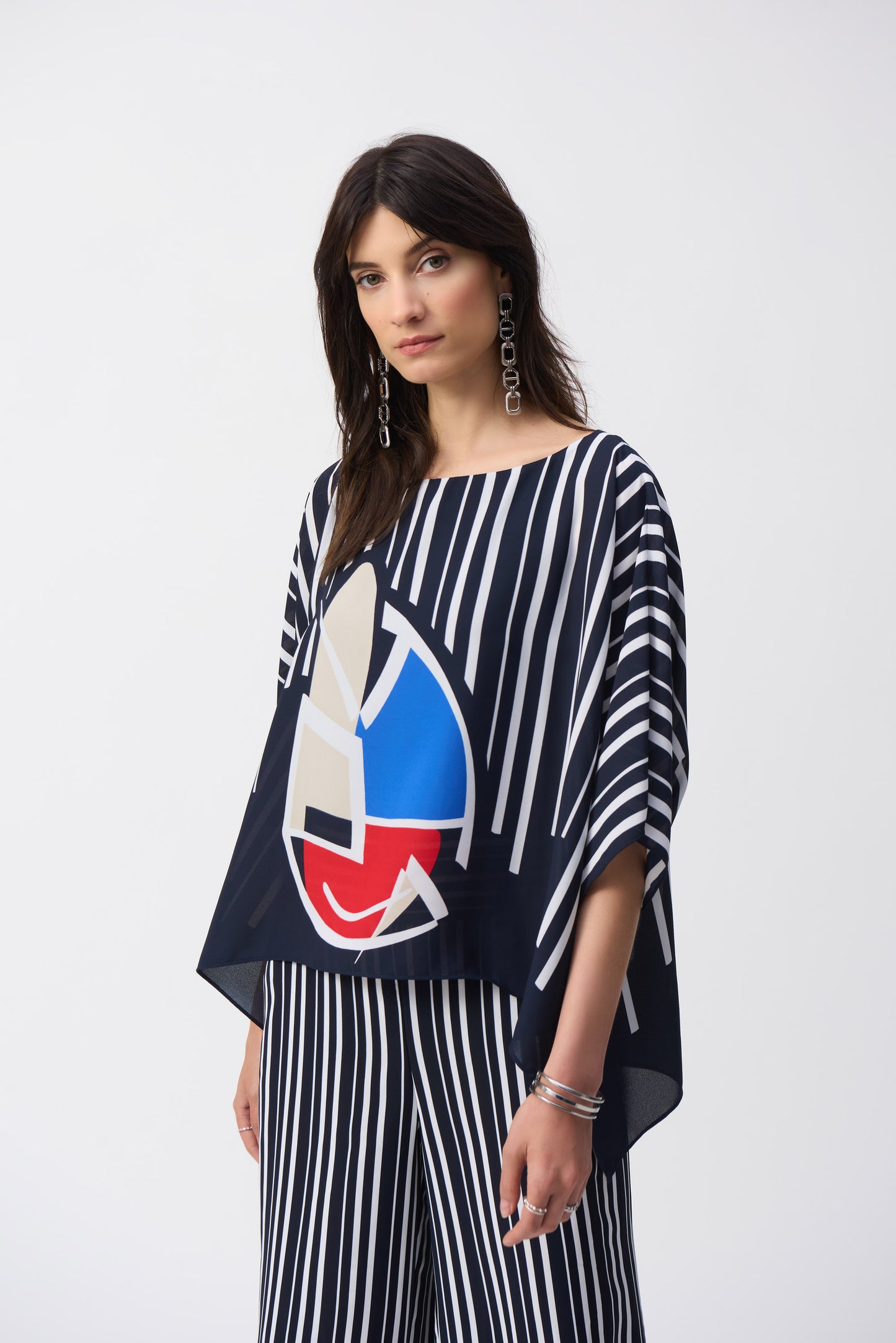 Georgette Abstract Print Poncho Top 251180