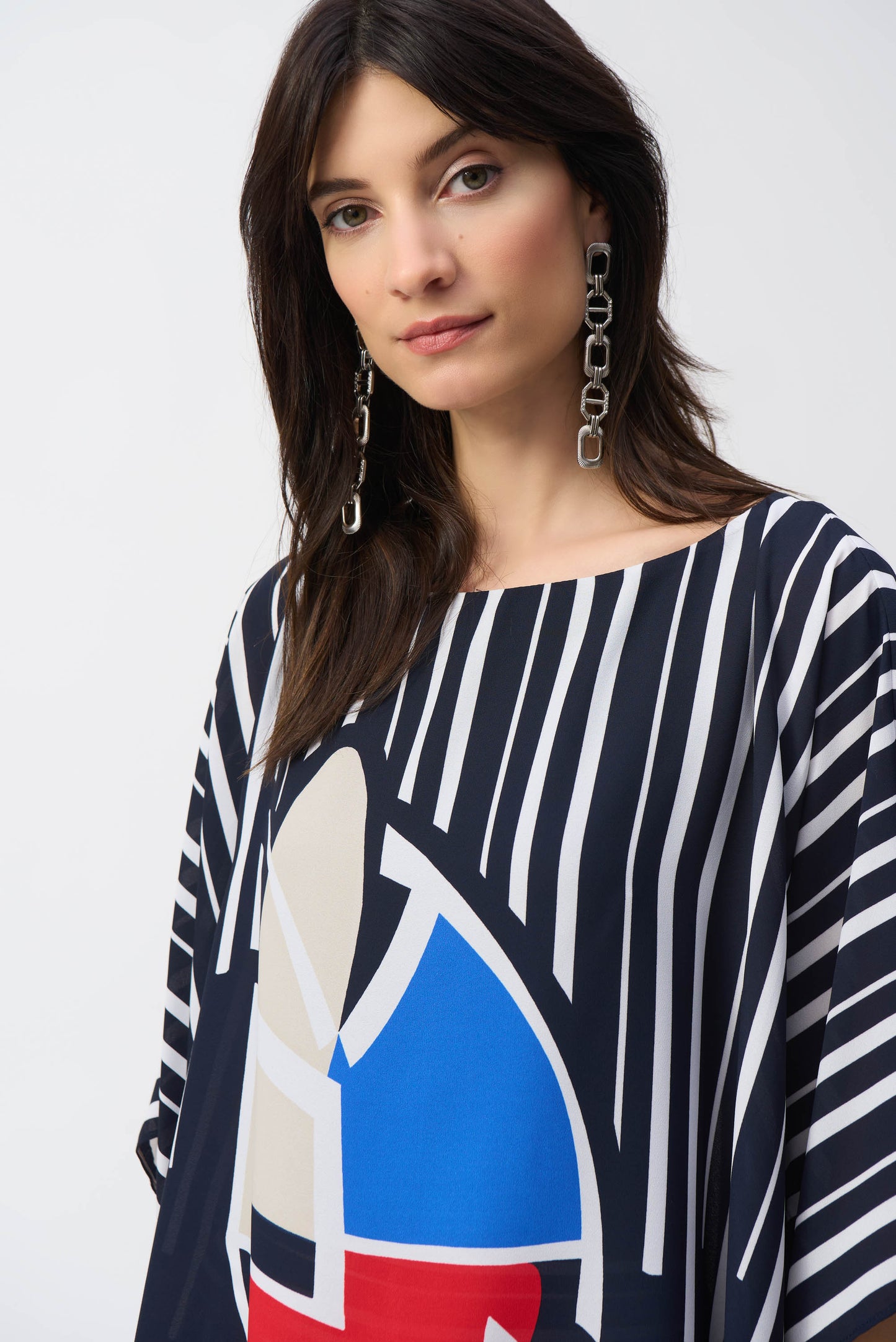Georgette Abstract Print Poncho Top 251180