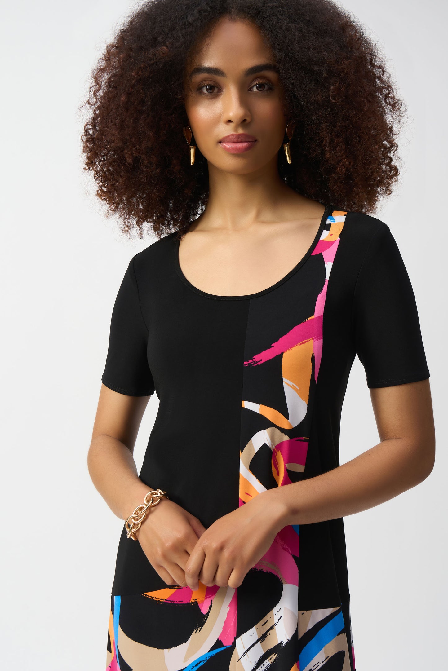 Silky Knit Abstract Print Trapeze Dress 251203