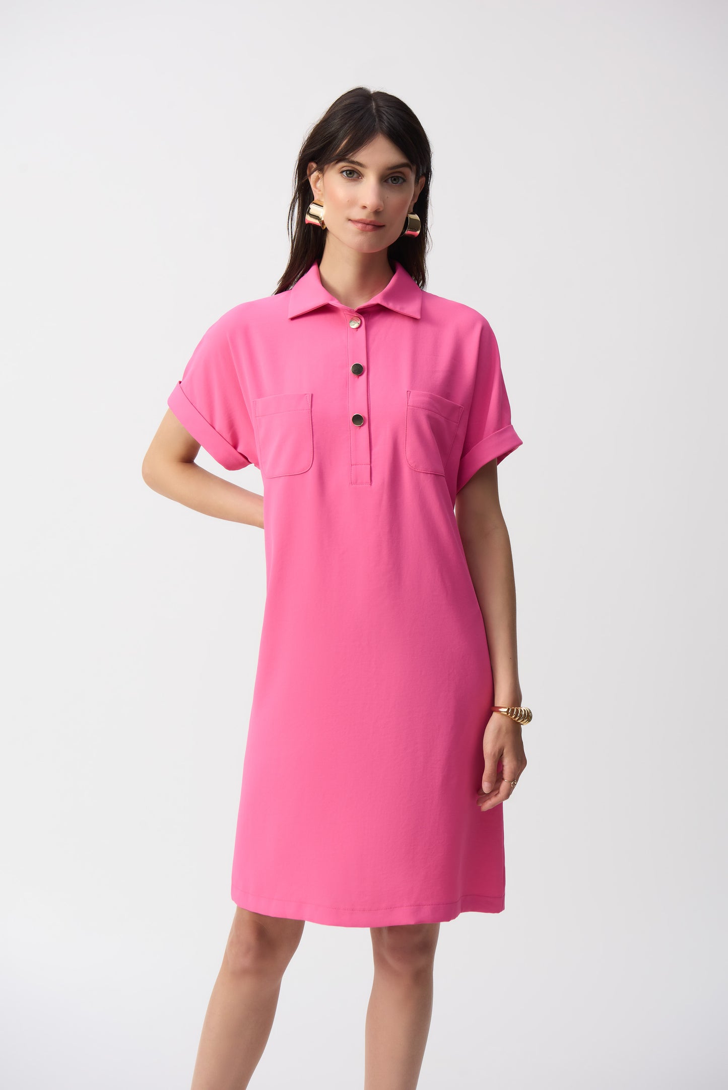 Textured Woven Straight Shirt Dress 251272-4368