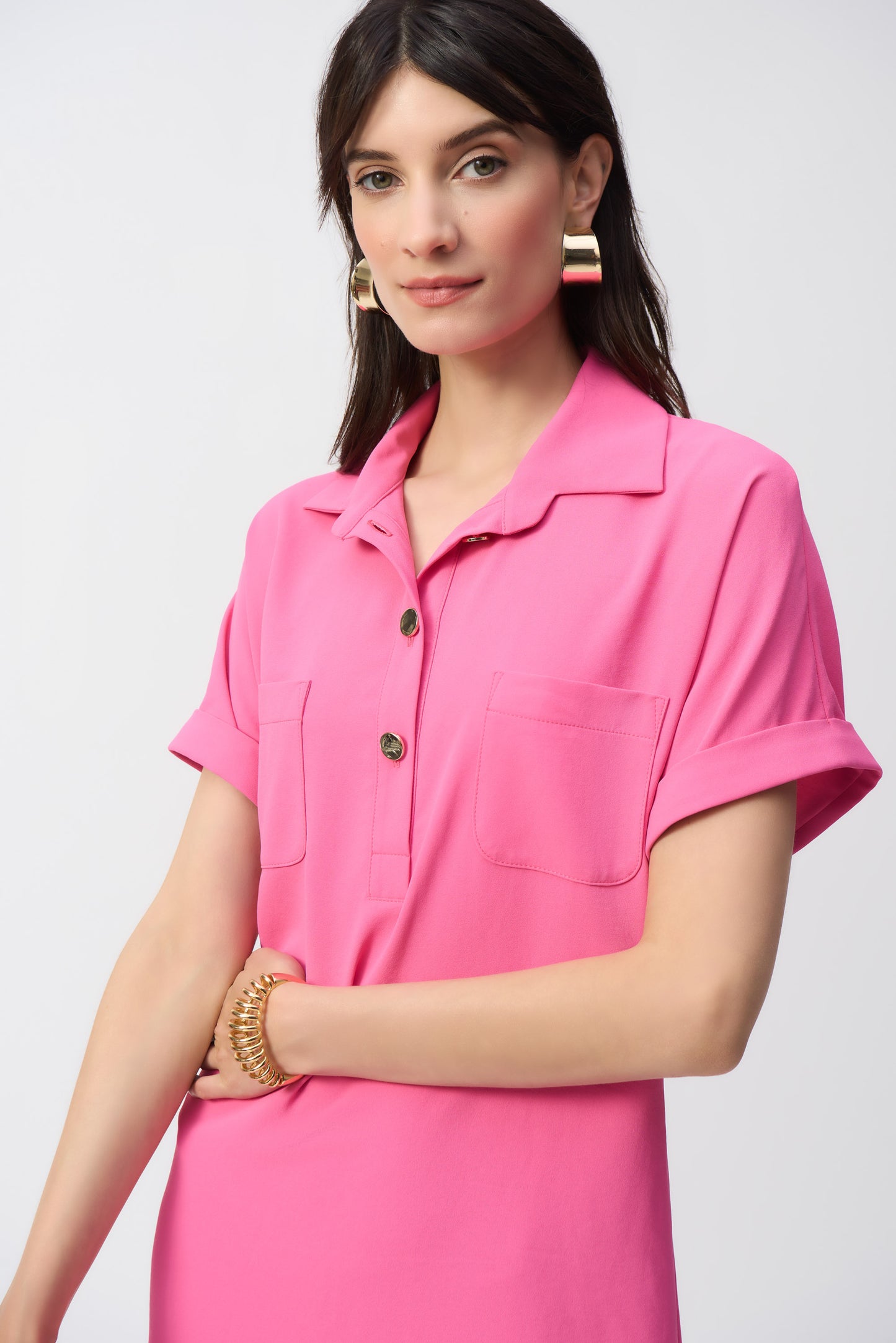 Textured Woven Straight Shirt Dress 251272-4368