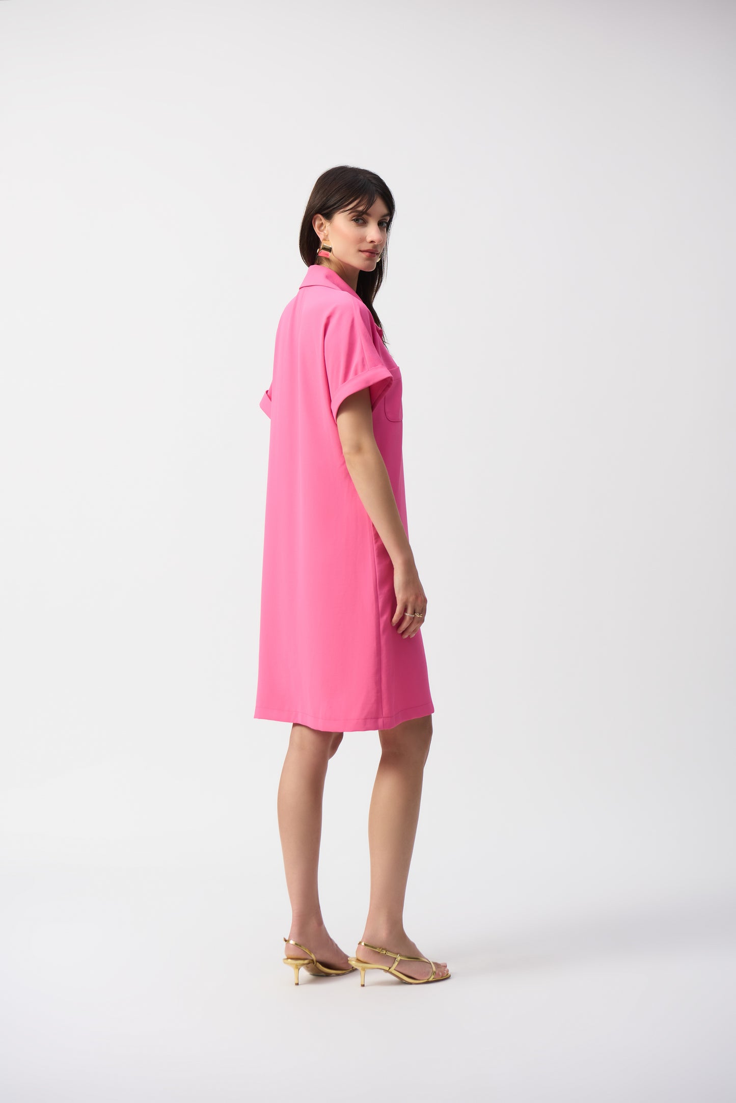 Textured Woven Straight Shirt Dress 251272-4368