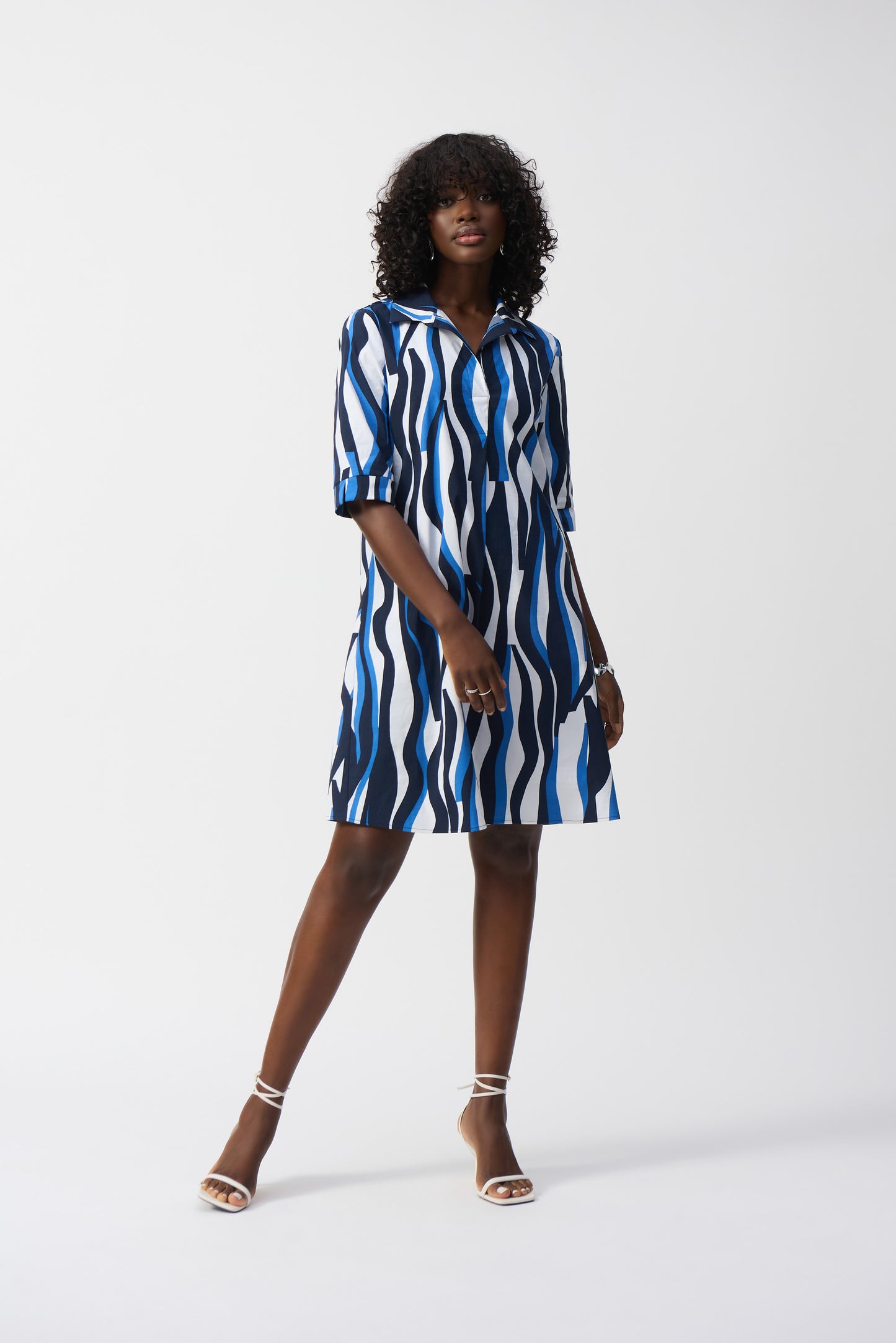 Stretch Poplin Trapeze Shirt Dress 251294
