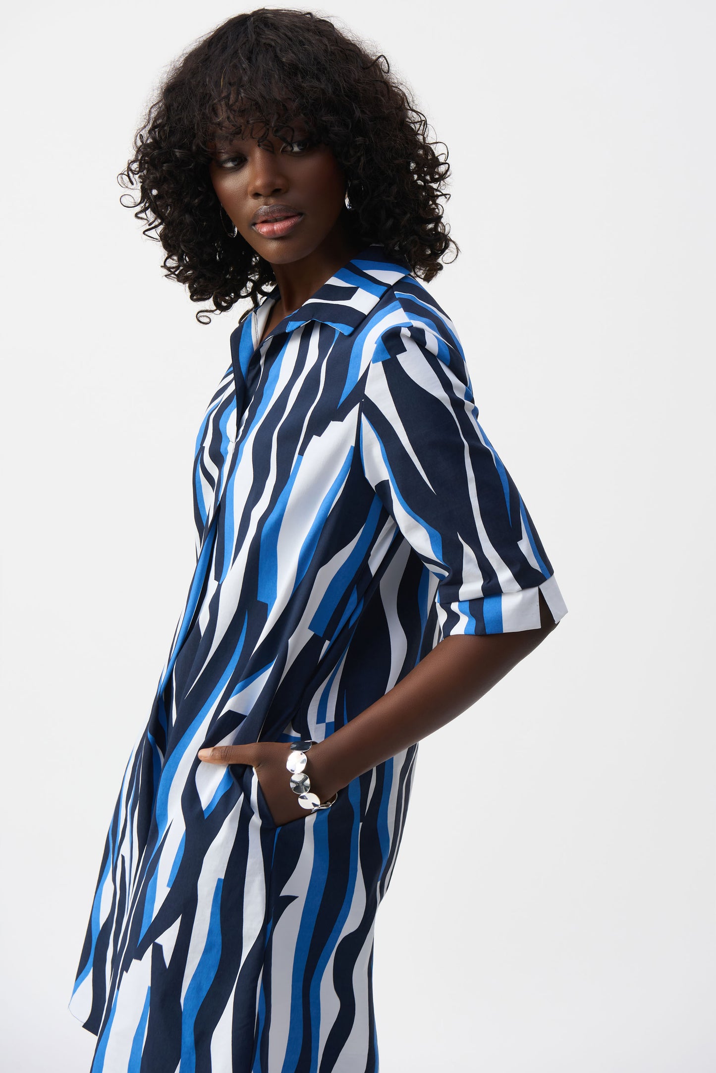 Stretch Poplin Trapeze Shirt Dress 251294