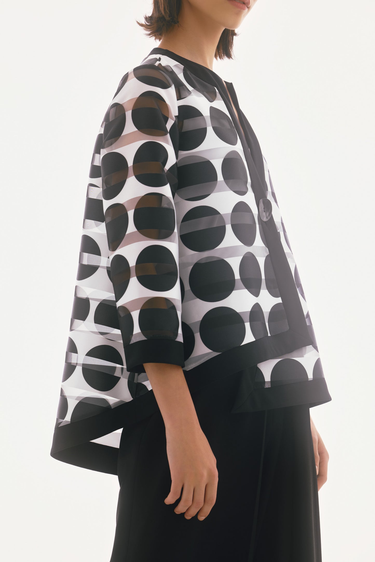 Signature | Shadow Stripe Dot Print Swing Jacket 251772