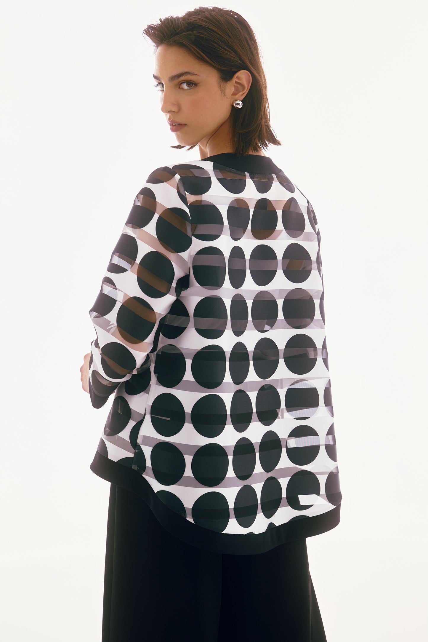 Signature | Shadow Stripe Dot Print Swing Jacket 251772