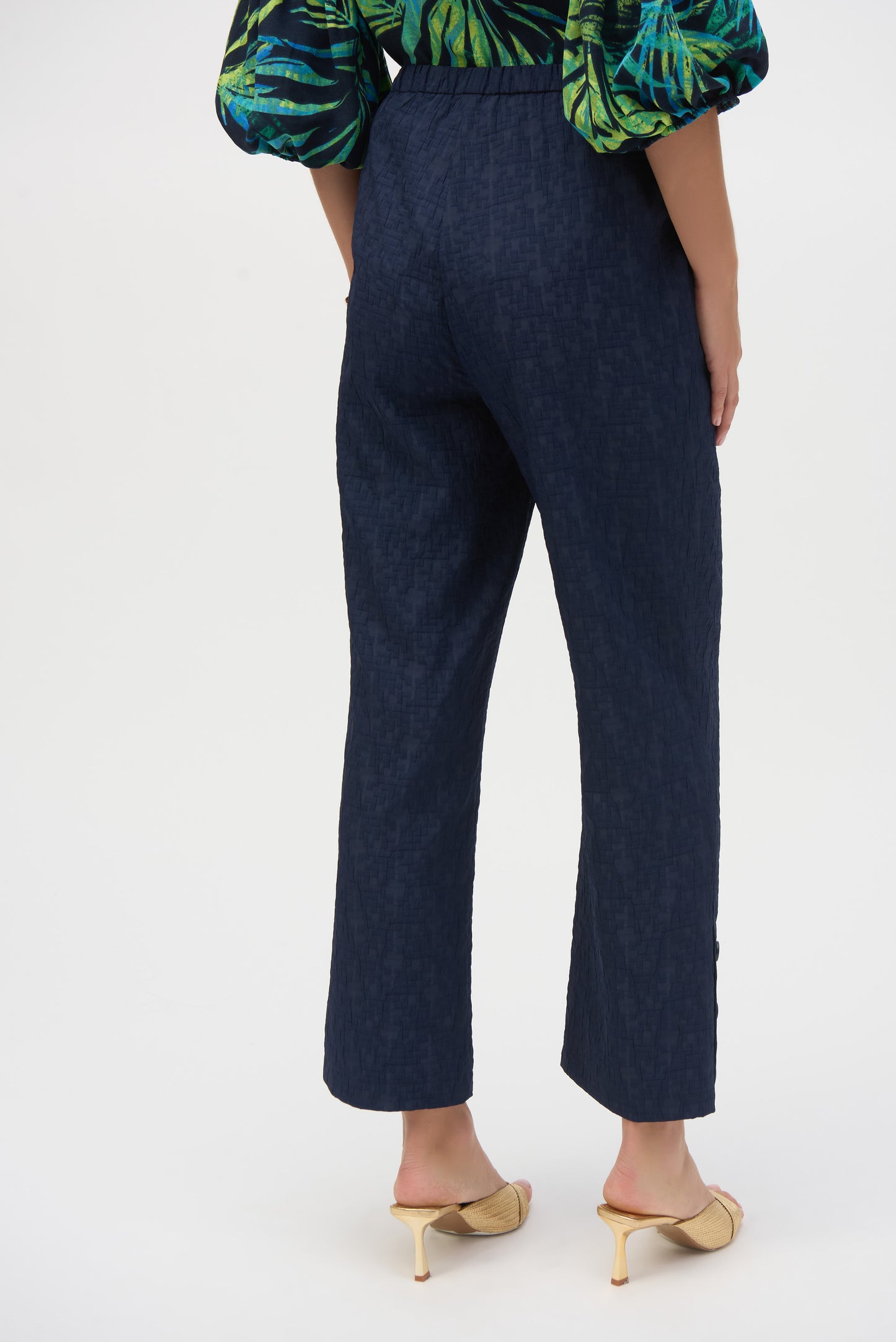 Jacquard Pull-On Wide-Leg Pants #252111-2166