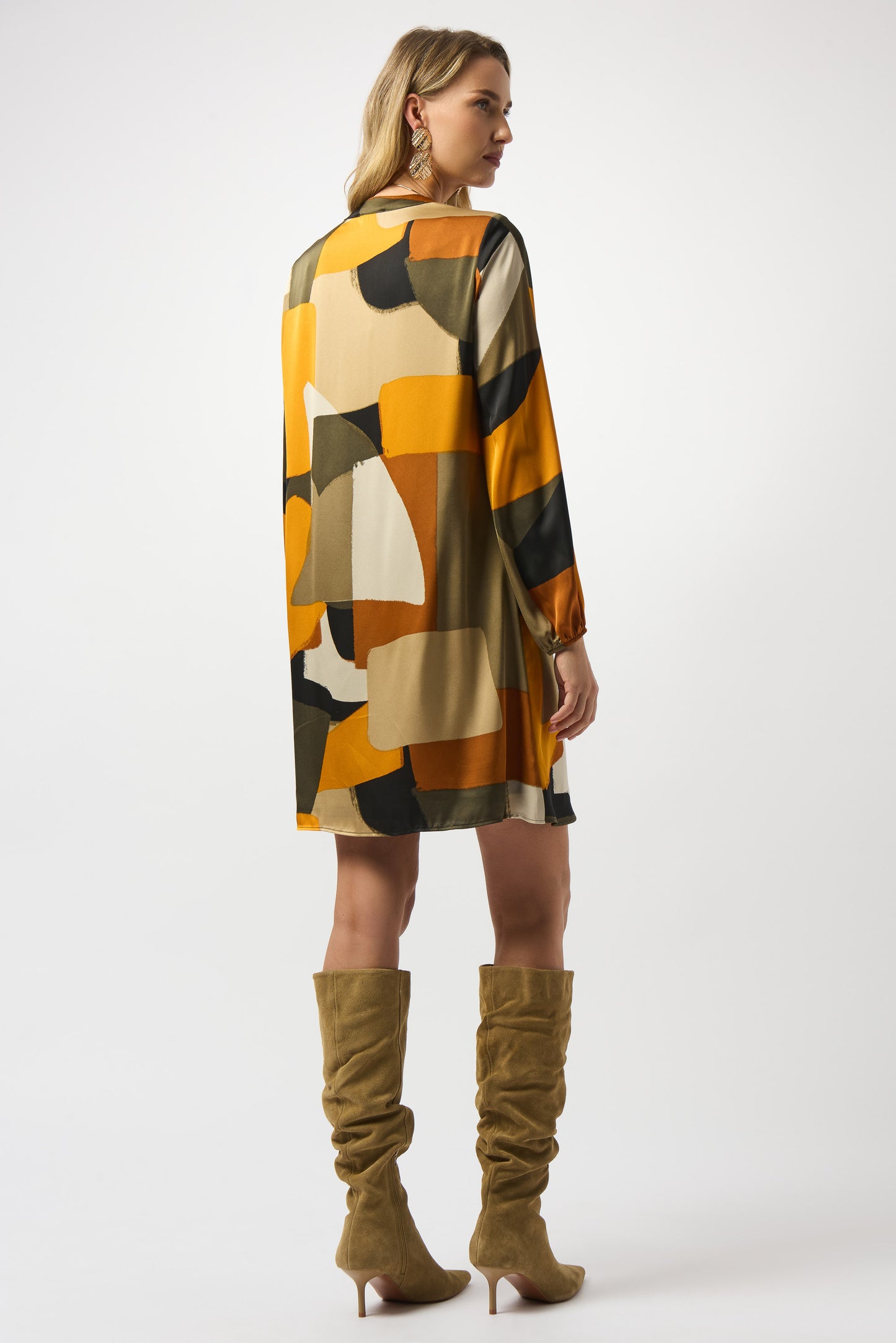 Jospeh Ribkoff #253218 Recycled Satin Abstract Print Trapeze Dress