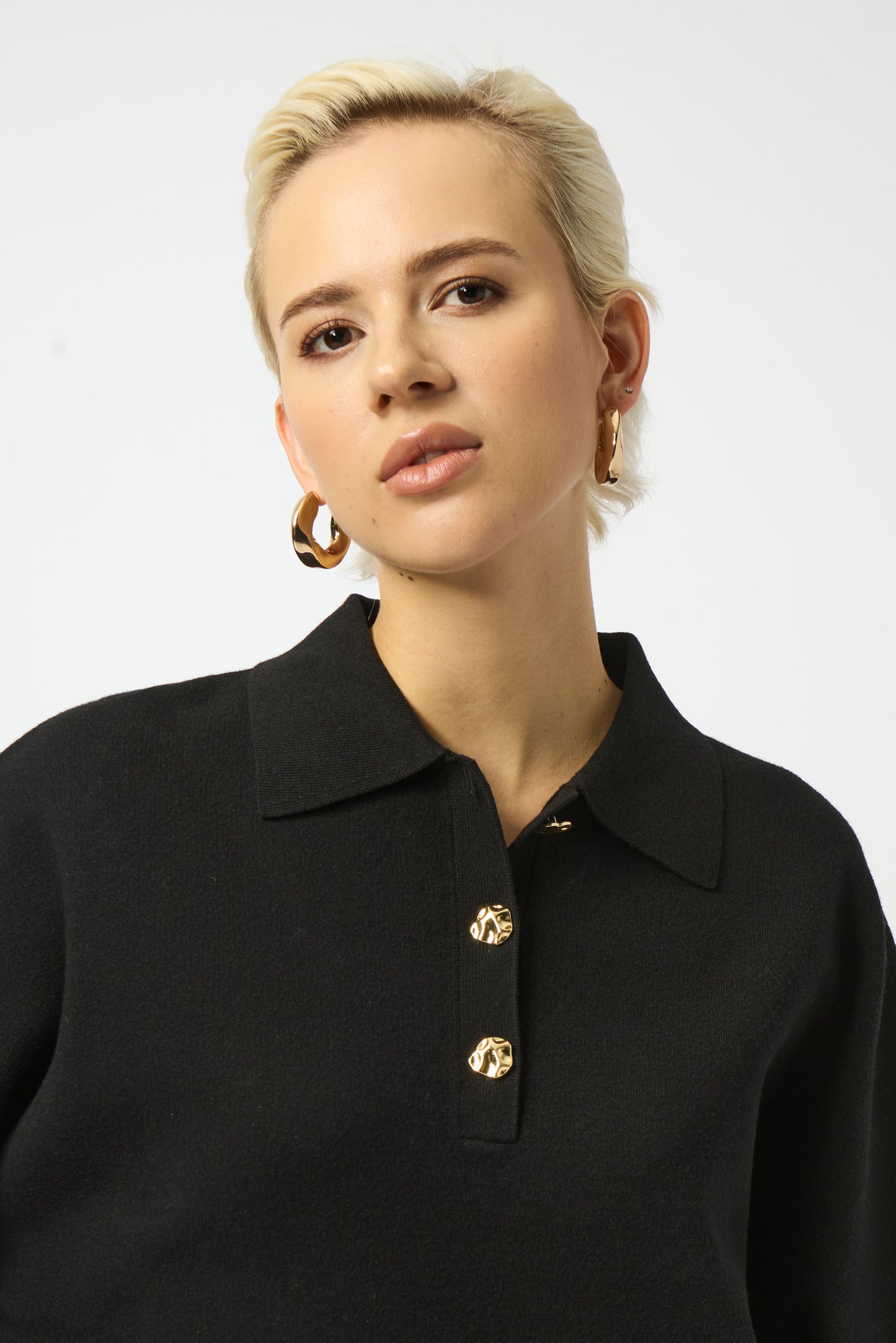 Jospeh Ribkoff #253962-11 Sweater Knit Boxy Pullover With Polo Collar