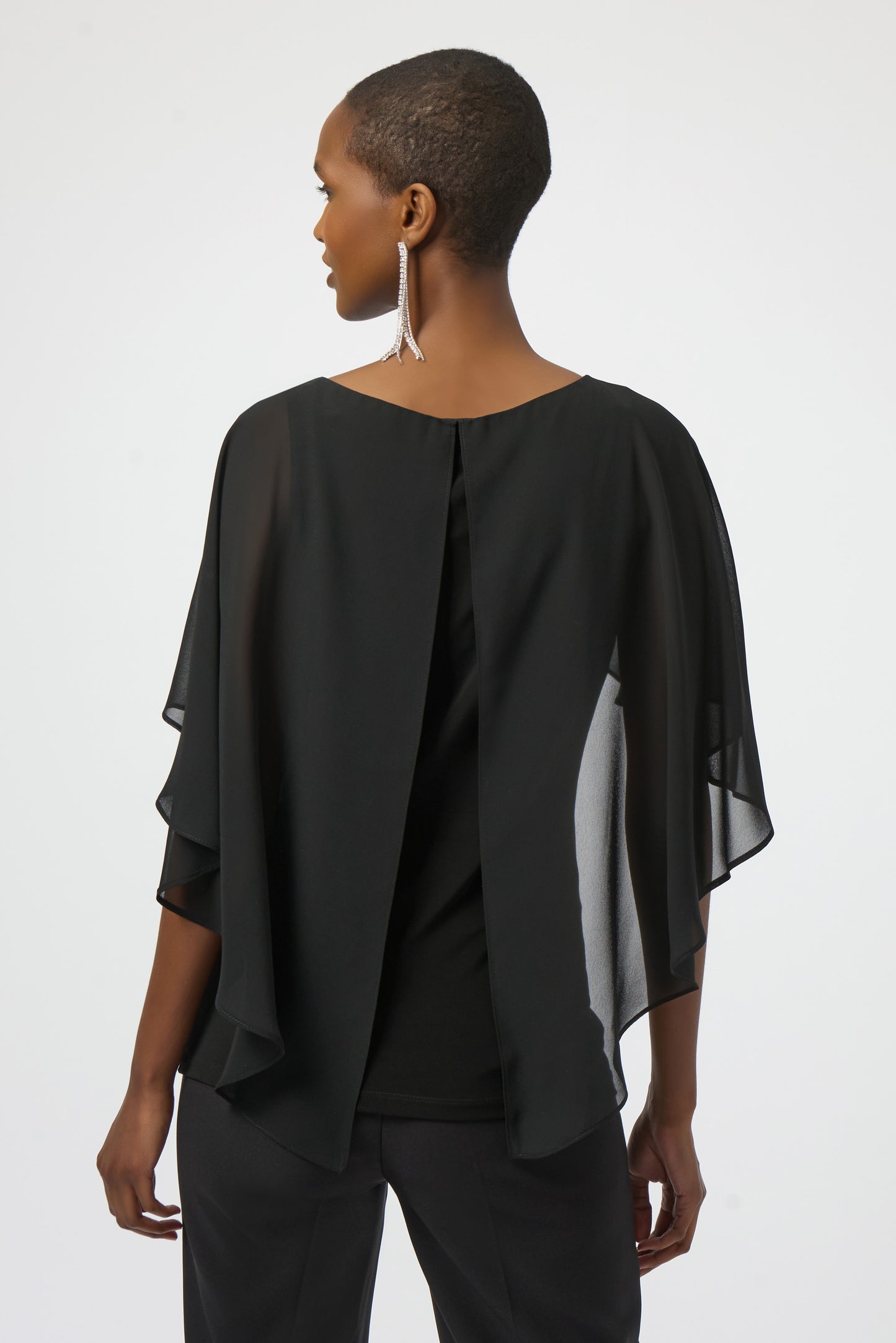Joseph Ribkoff #254021-11 Chiffon and Silky Knit Cape Top