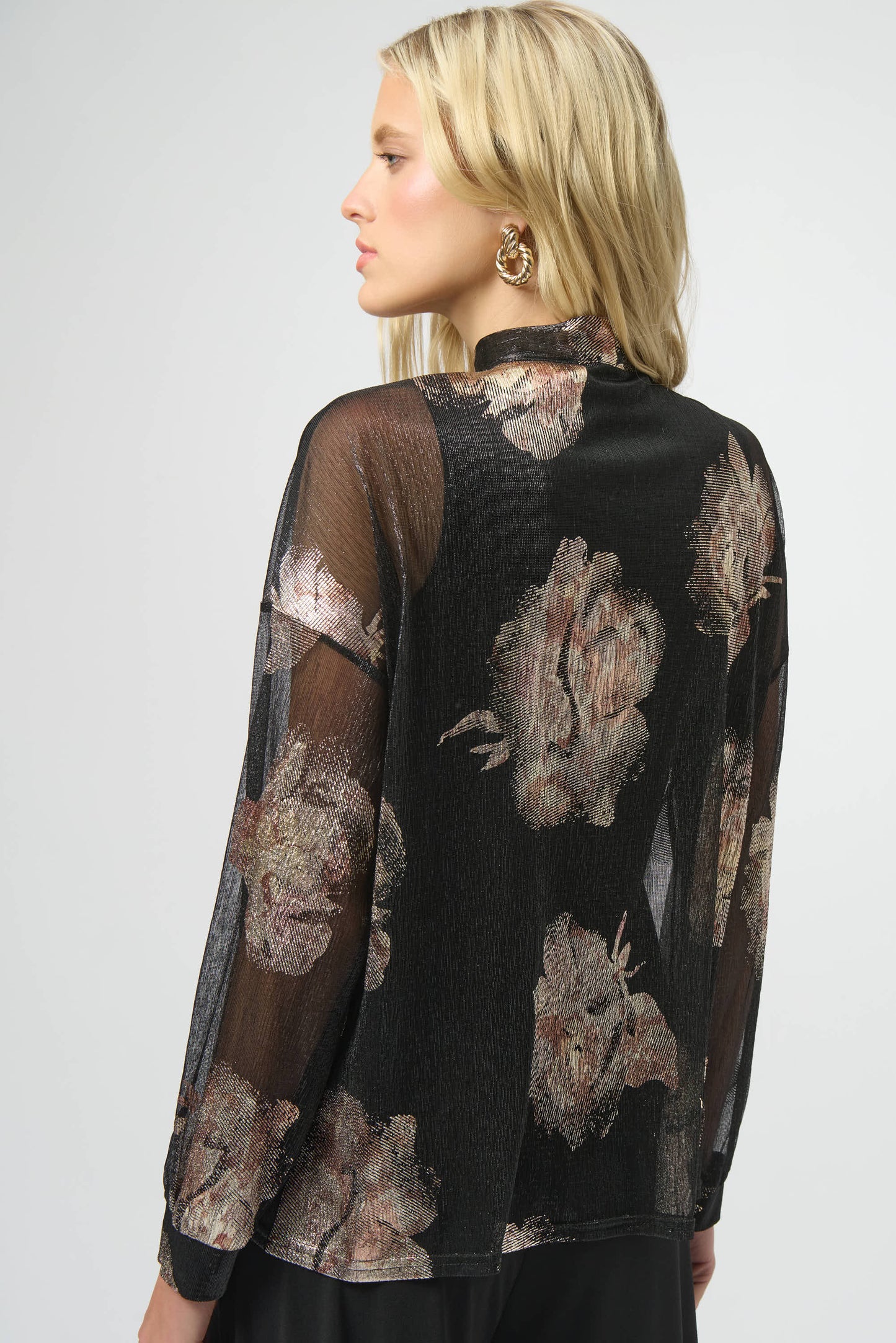 Joseph Ribkoff #254029-178 Plissé Knit Foiled Floral Top