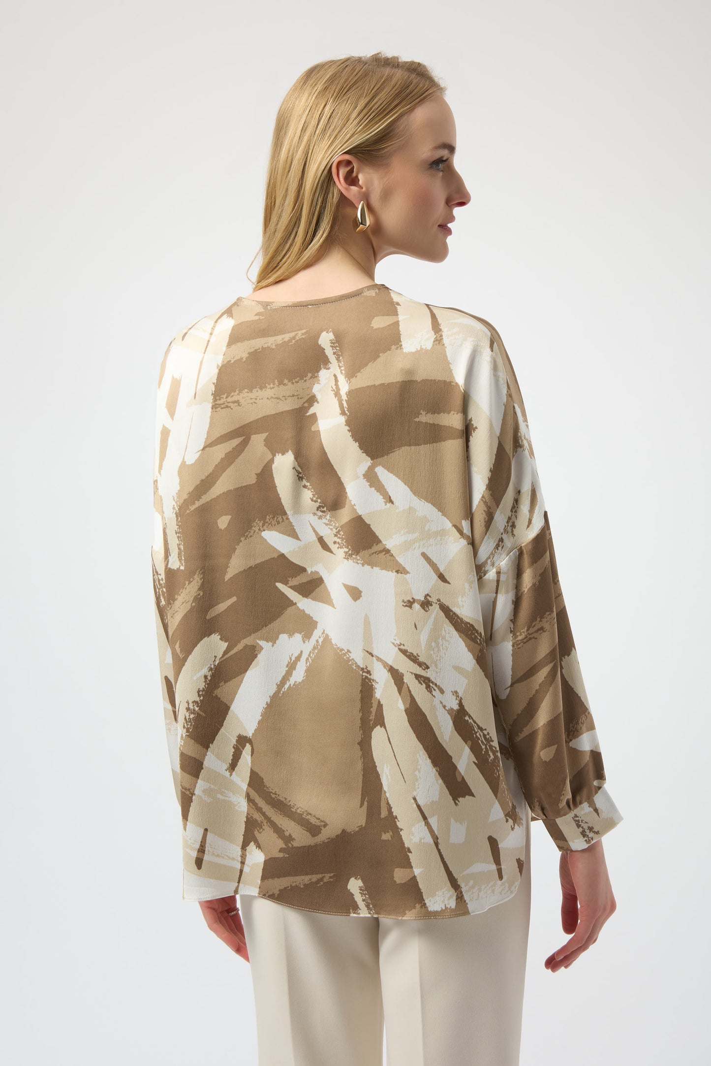 Joseph Ribkoff #254193-2934 Recycled Satin Abstract Print Tunic With Zipper Detail
