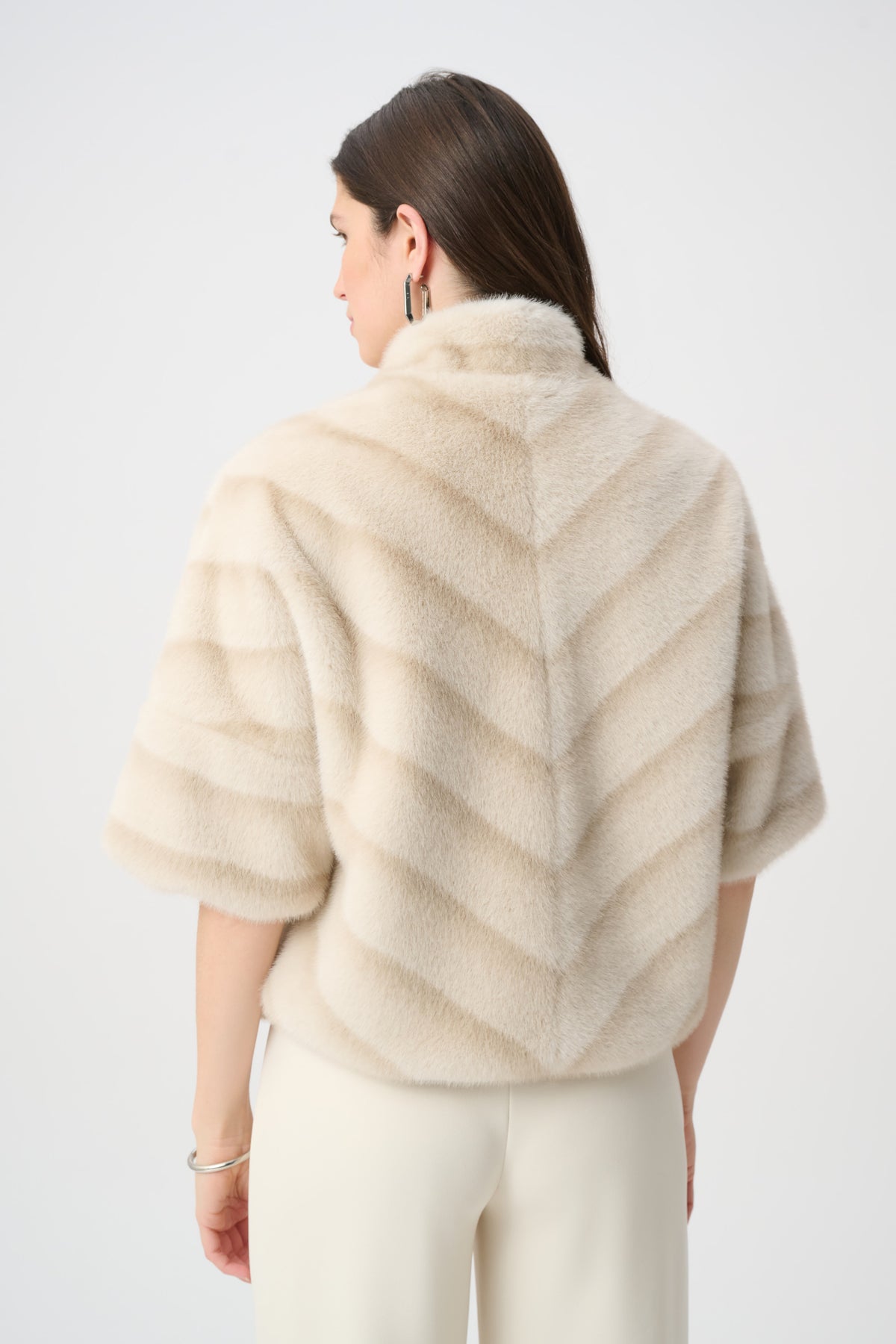 Joseph Ribkoff #264946-4597 Chevron Print Faux Fur Jacket