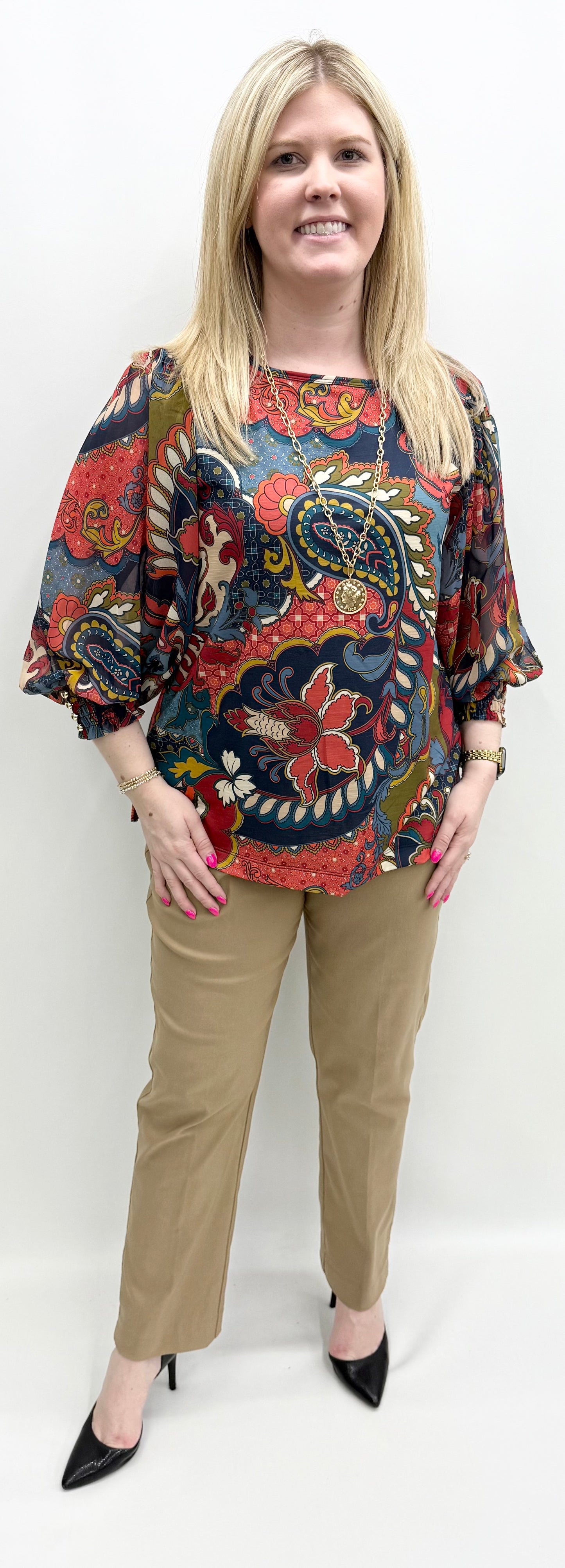 Ali Miles #A35406TM Leaf Multi Top
