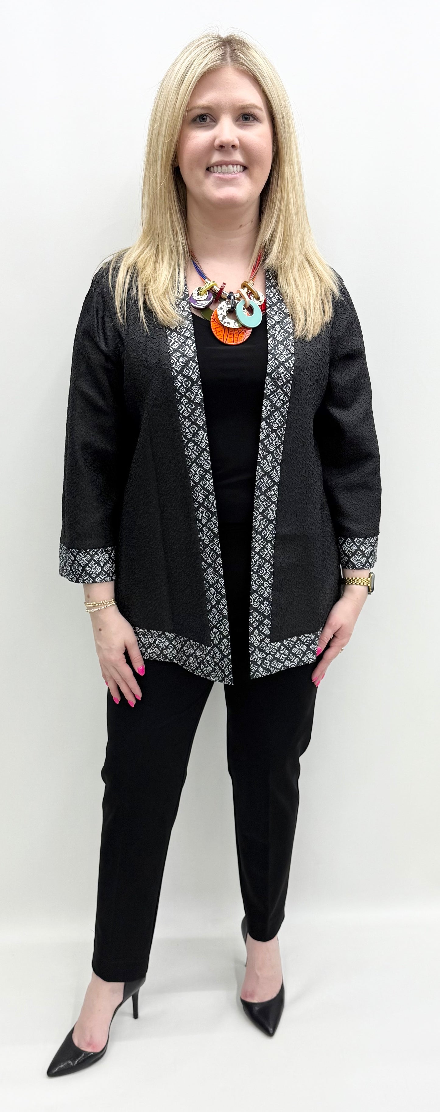 Ali Miles #A34511JM Pink Print Reversible Cardigan