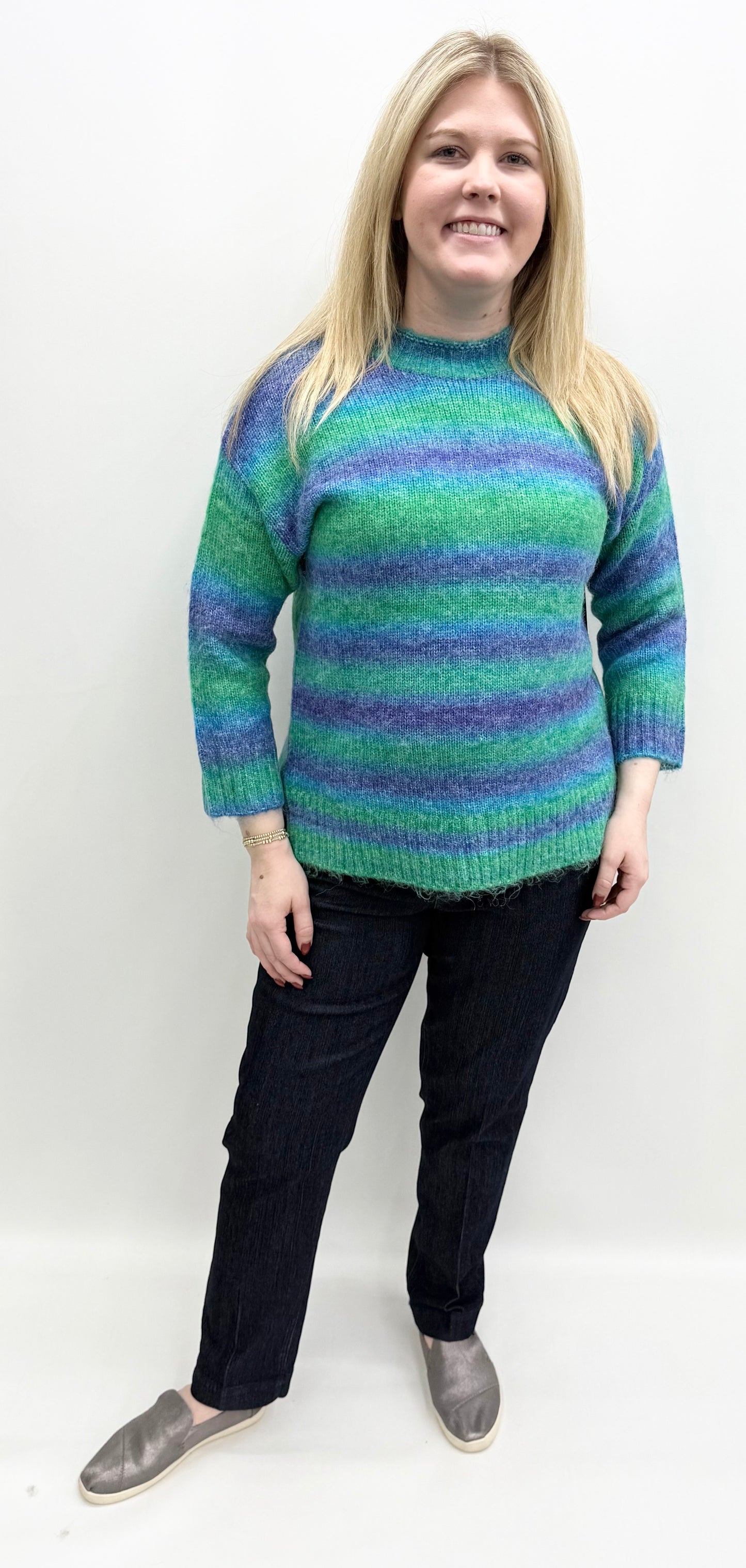 Multiples #M45408KM Turquoise Mock Neck Sweater