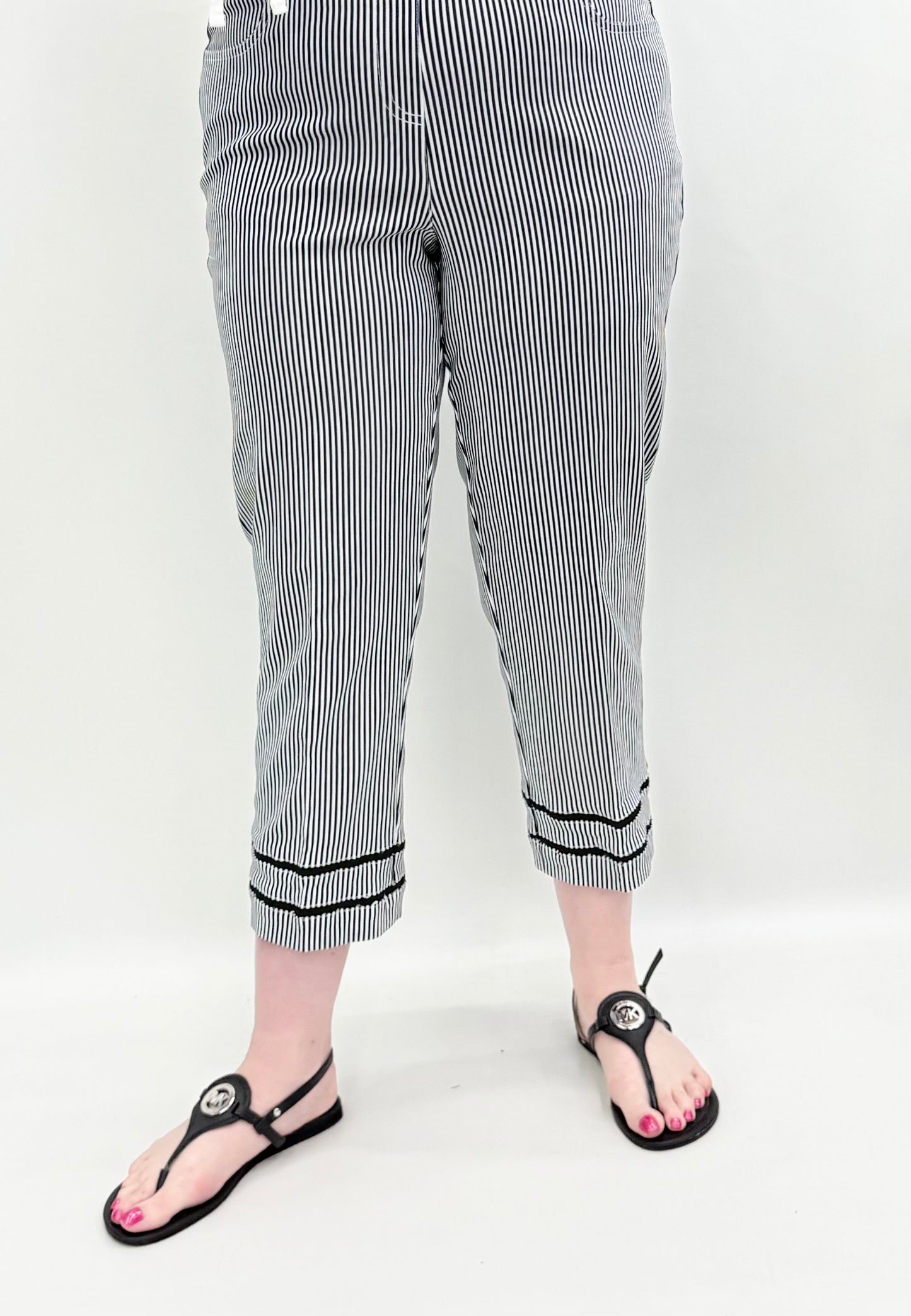 Slim Sation by Multiples #M16703PM Black/White Crop Pant