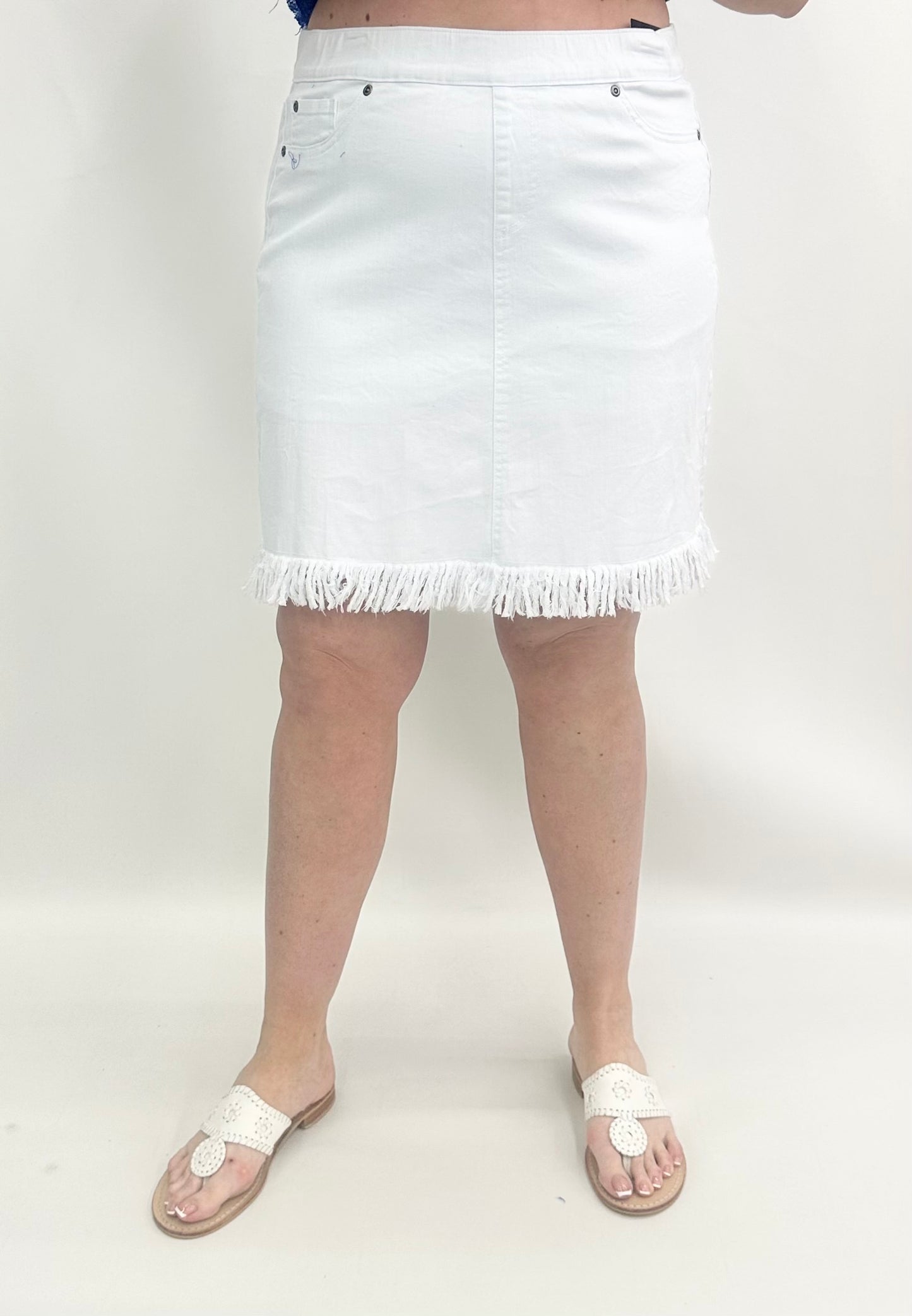 Slim Sation by Multiples #M25712WM White Jean Skort