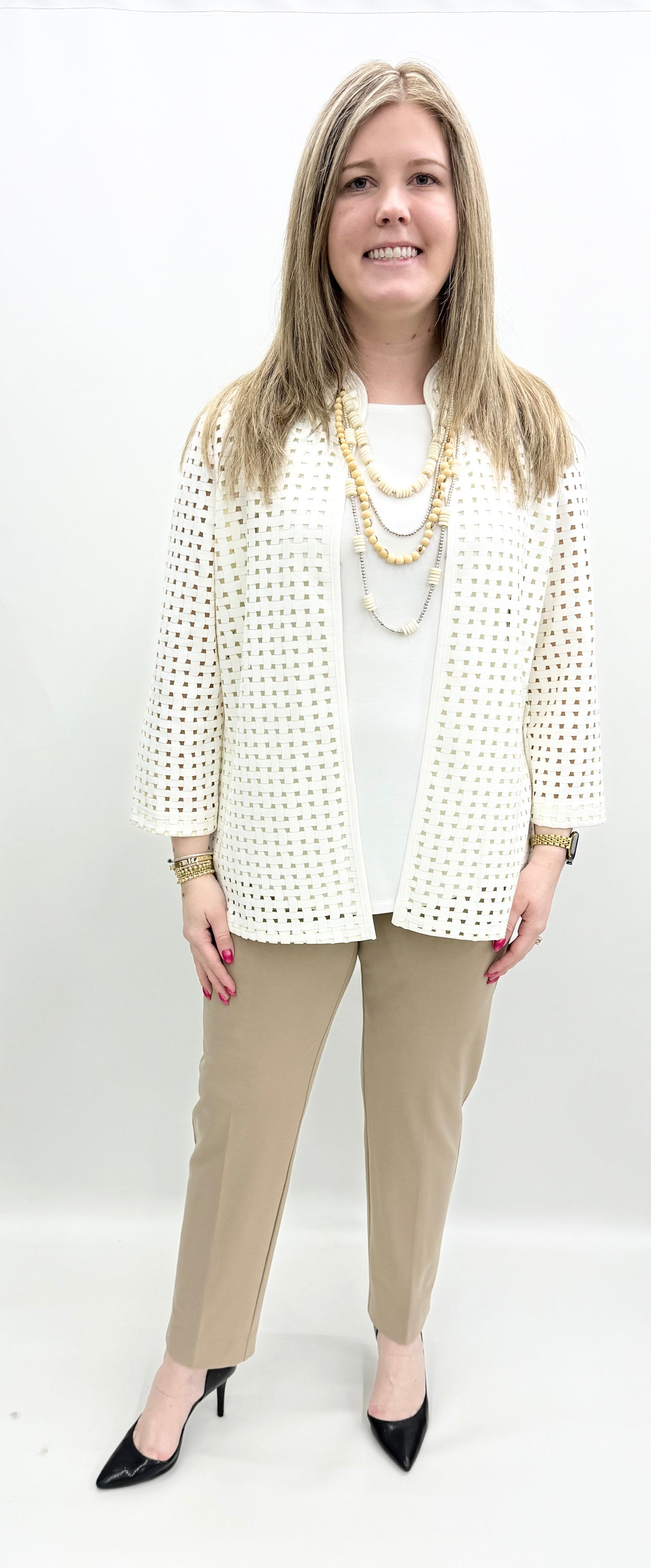 Multiples #M16209JM Faux Suede Knit Long Jacket