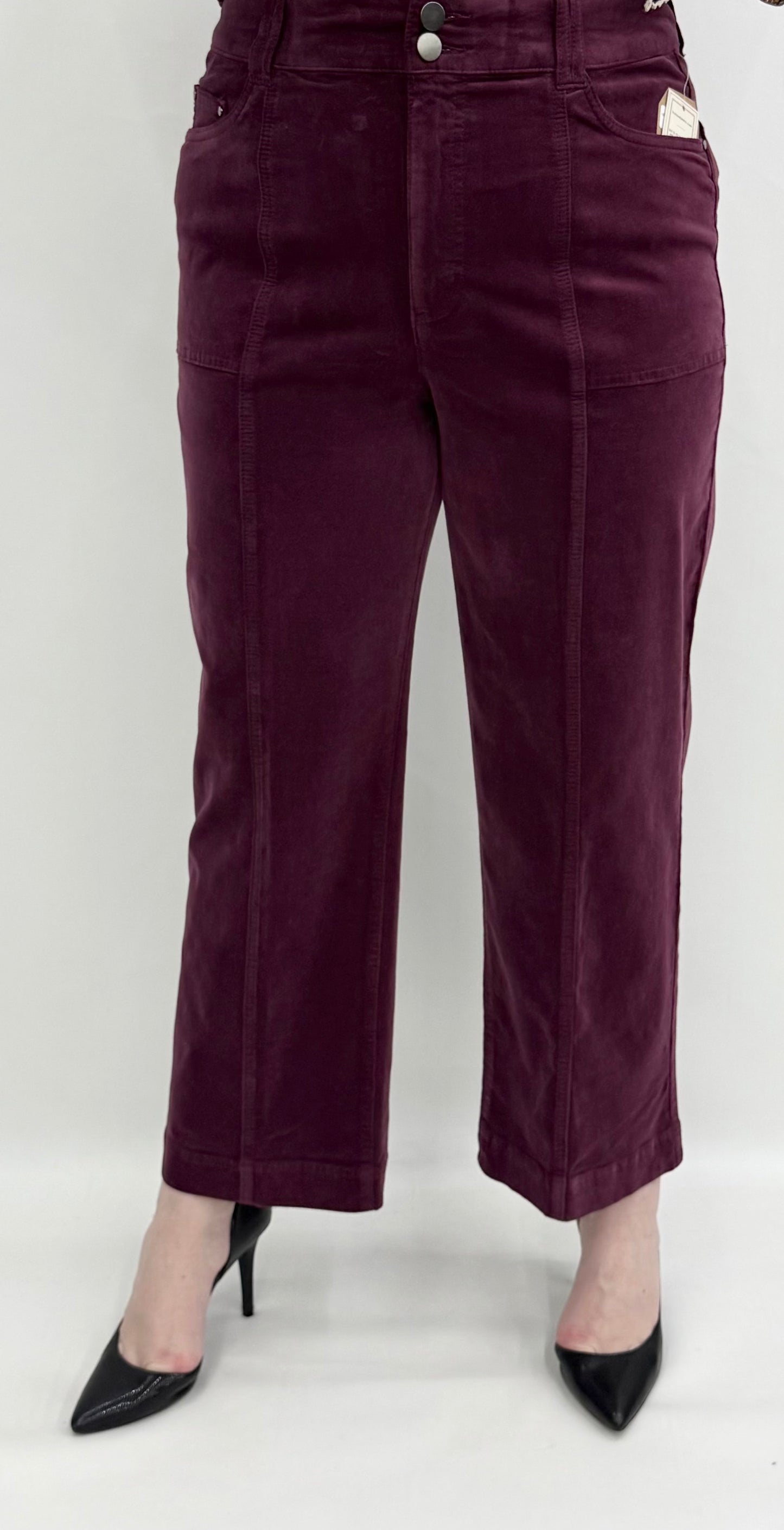 Tru-Luxe #t45105PM Plum Twill Crop Pant