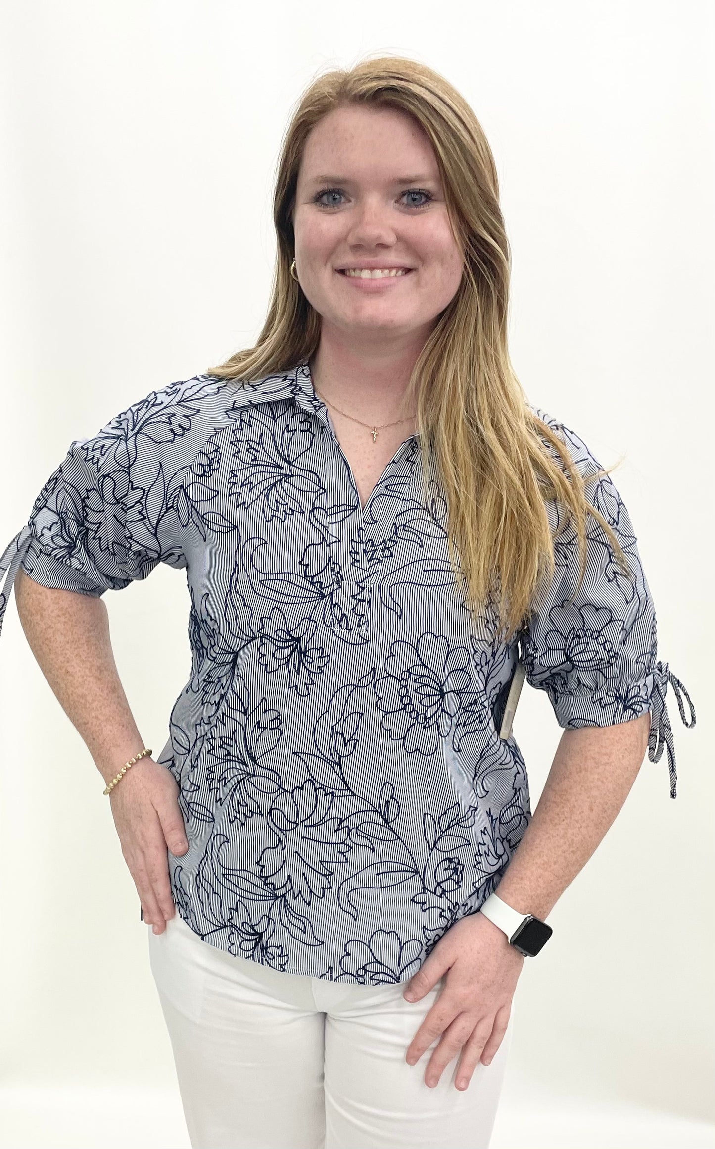 Tru-Luxe #T26489BM Navy Stripe Top