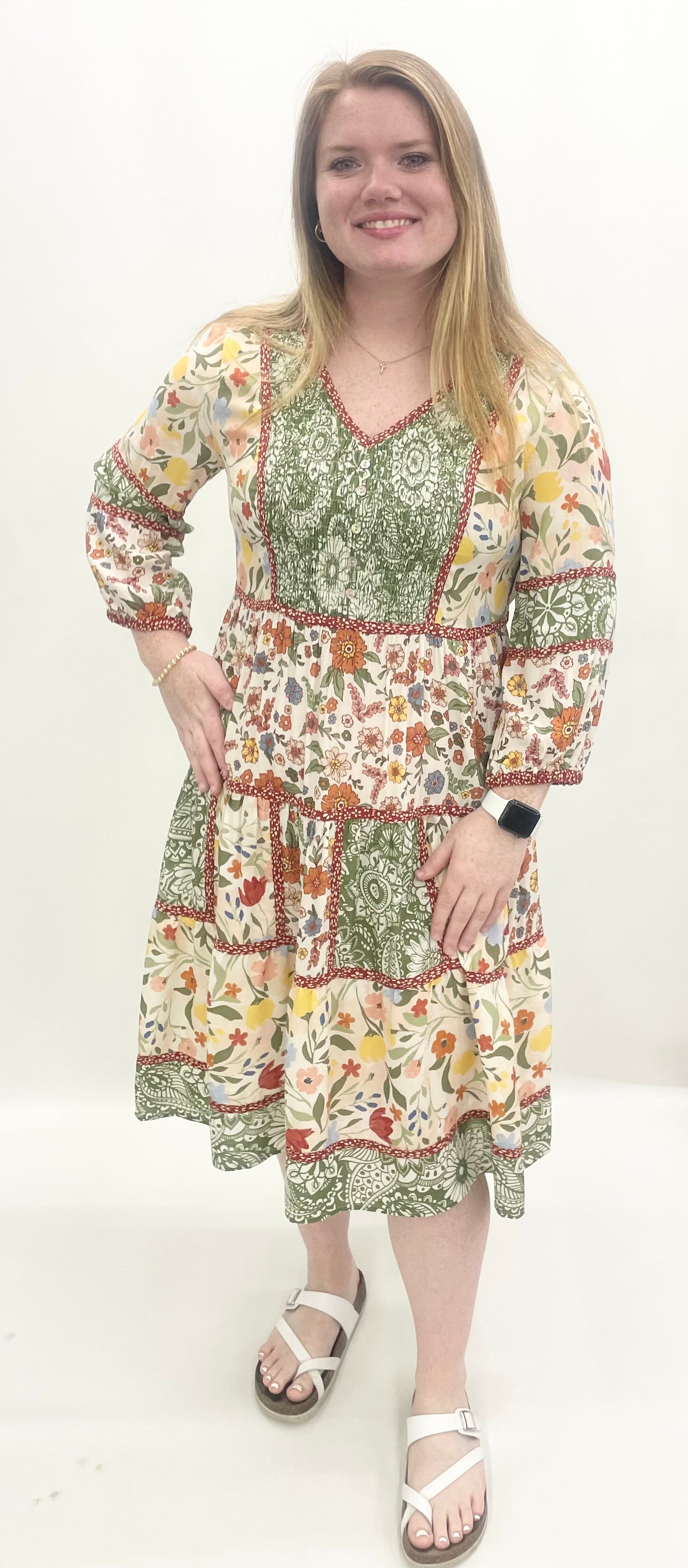 John Mark #J26691DM Floral Midi Dress
