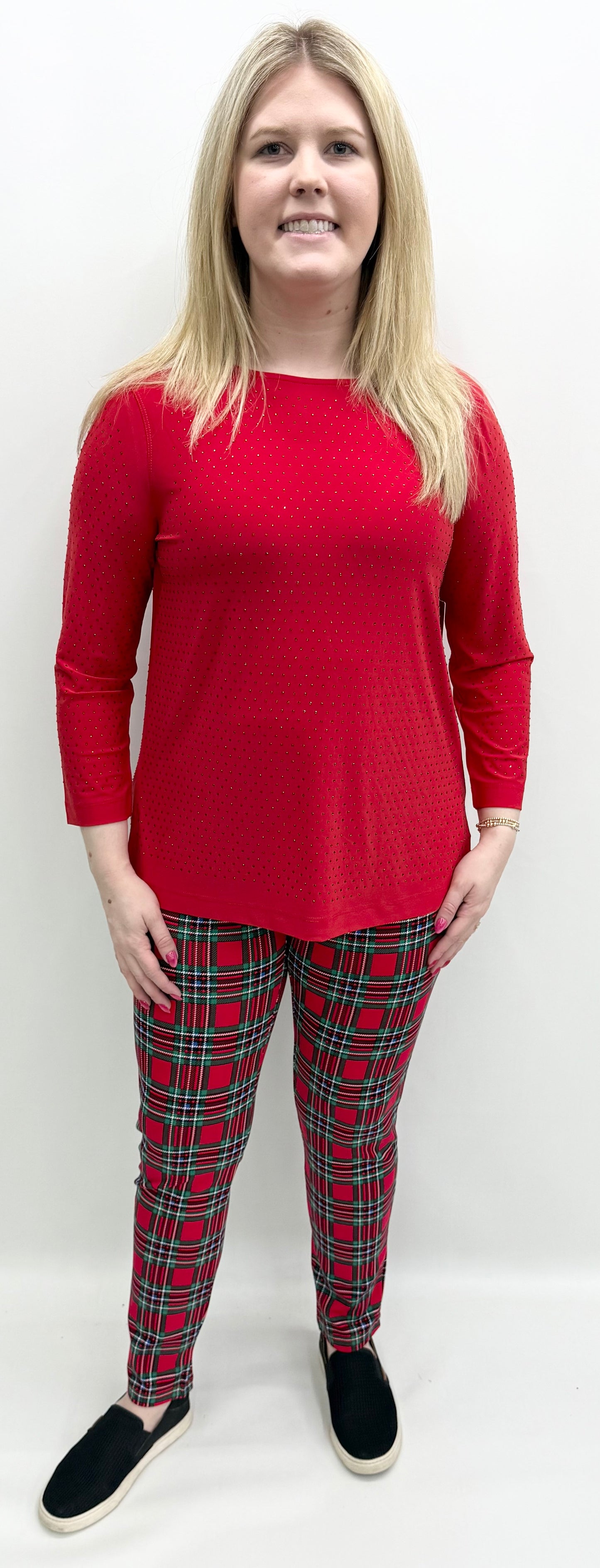 Multiples #M45602TM Red Embellished Top