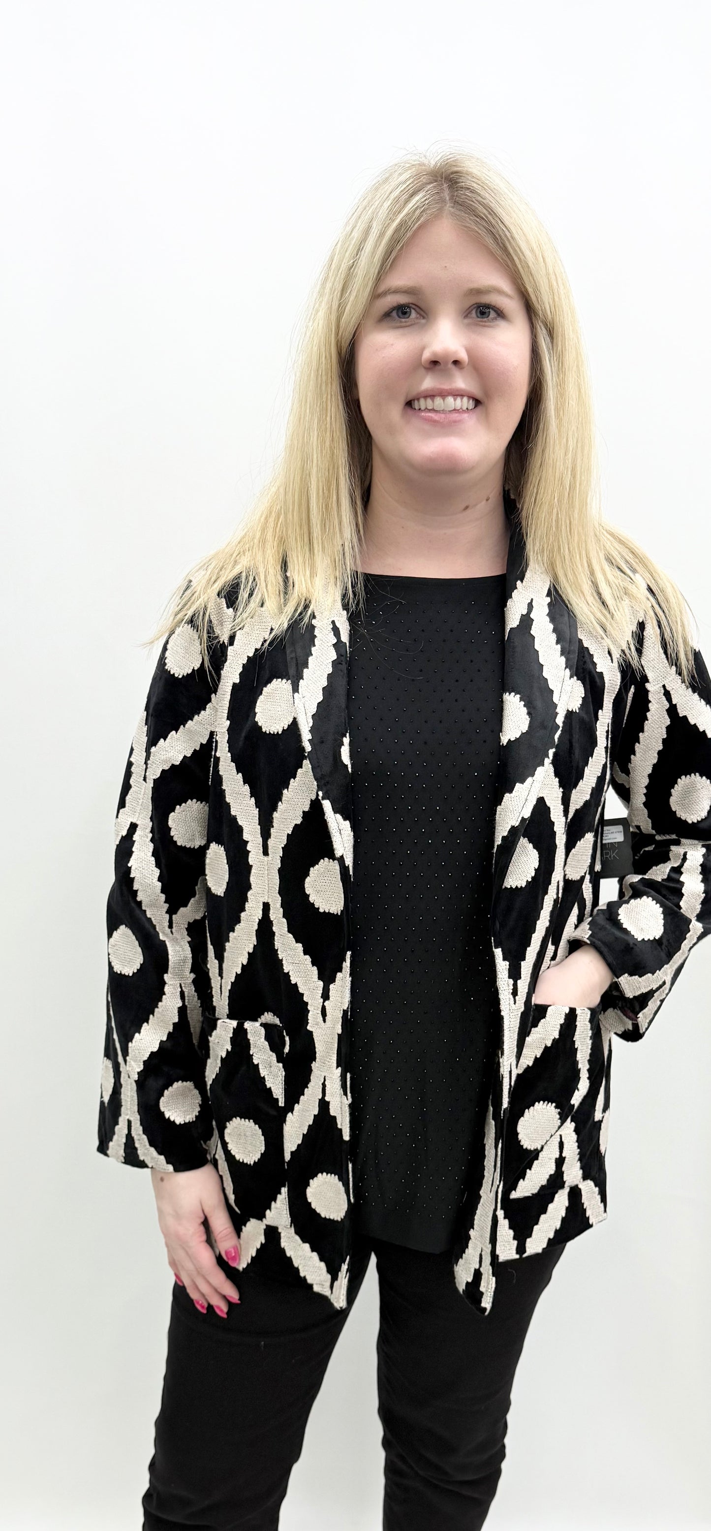 John Mark #J45648JM Tapestry Open Front Jacket