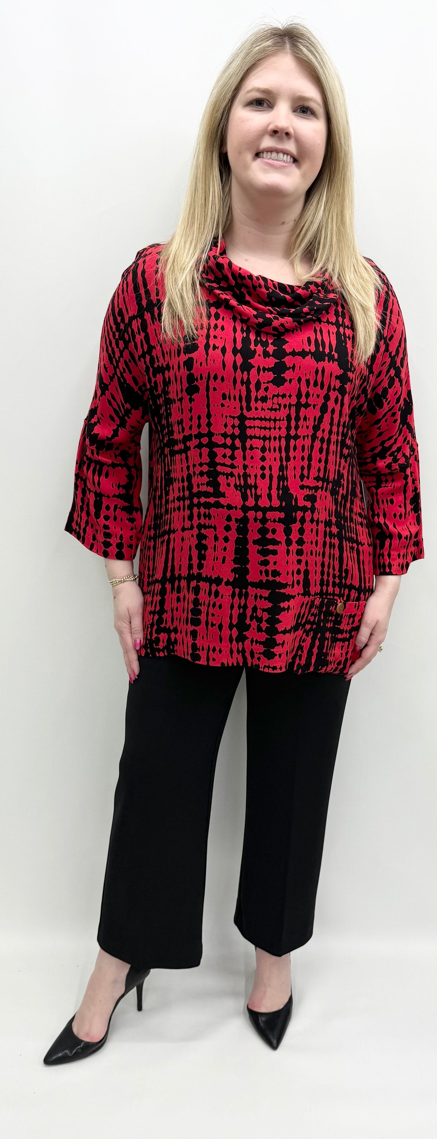 Ali Miles #A45620TM Black Print Top