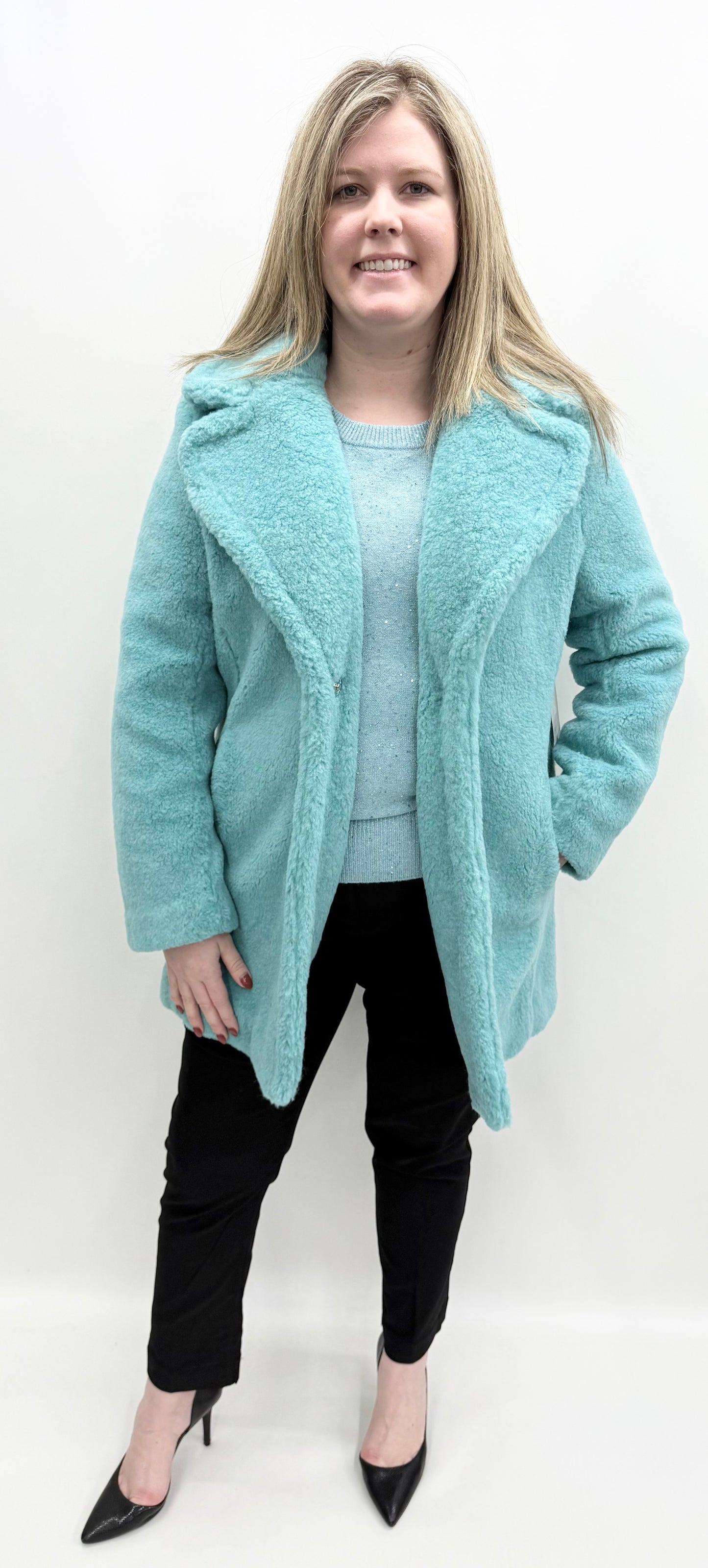 Karen Kane #4L17505 Hidden Gem Sherpa Coat