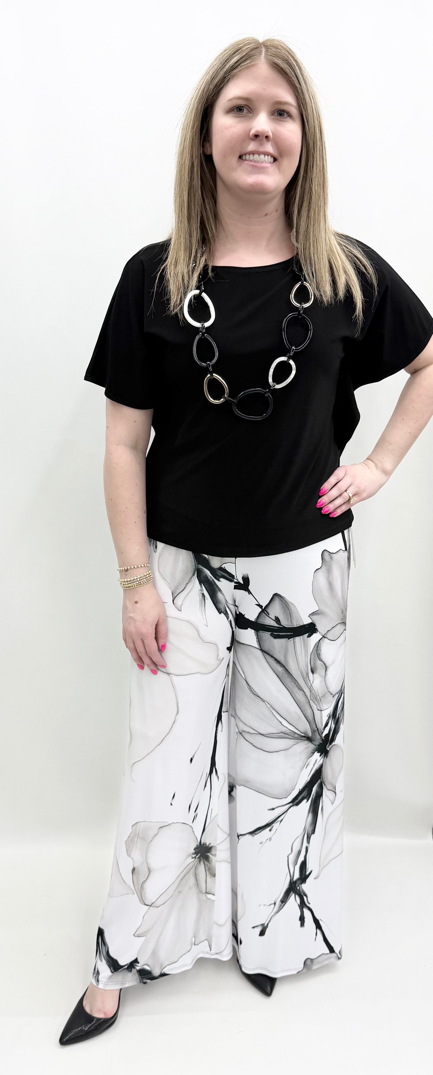 Clara Sun Woo #LPTP01 Black/White Palazzo Pant