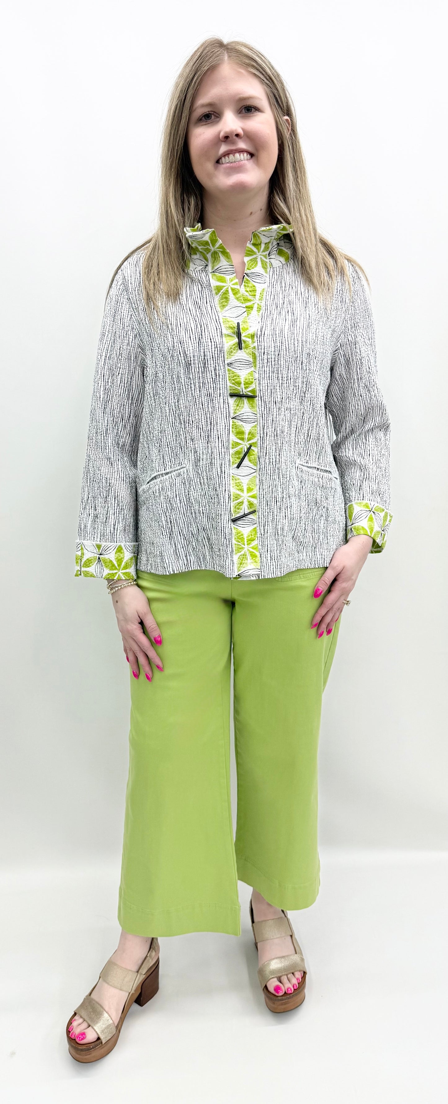 Habitat #21648 Leaf Crinkle Crepe Floral Mix Luna Jacket