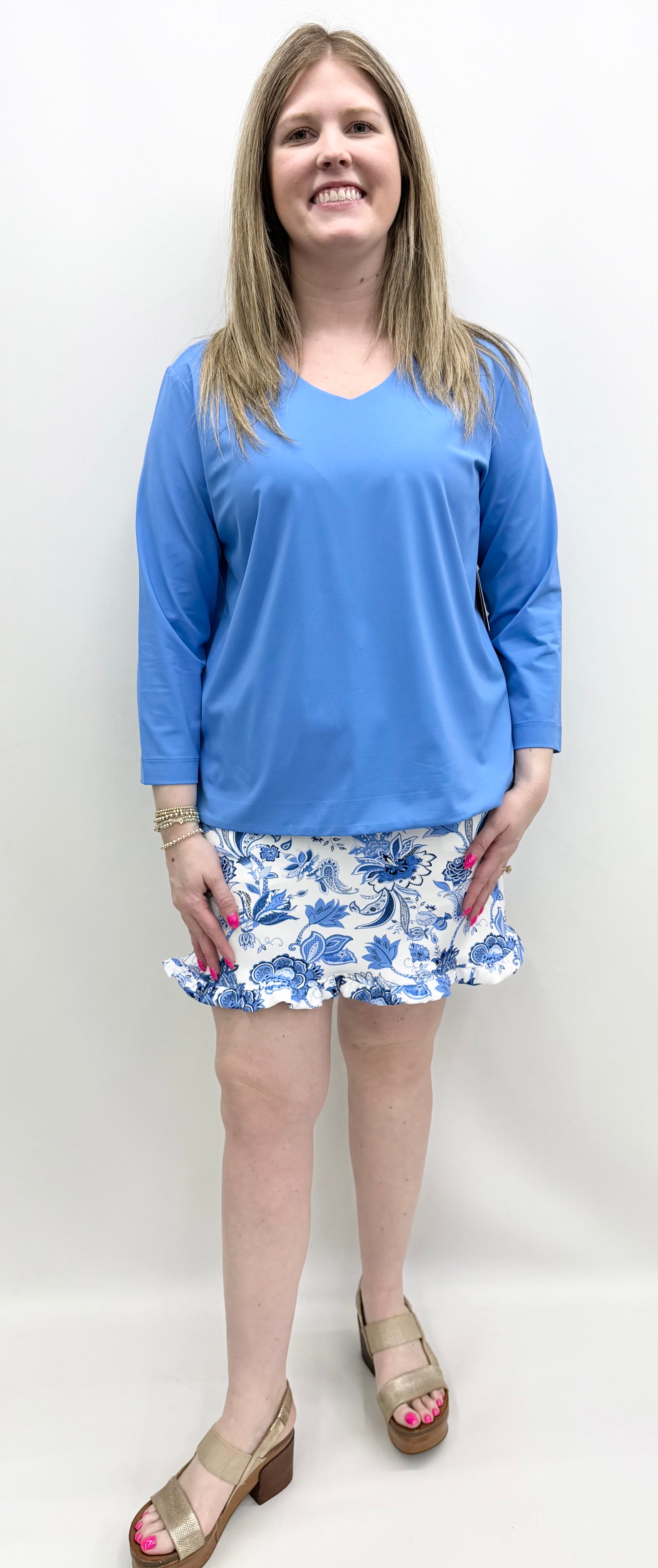 Multiples #M16102TM French Blue Knit Top w/ UV Protection