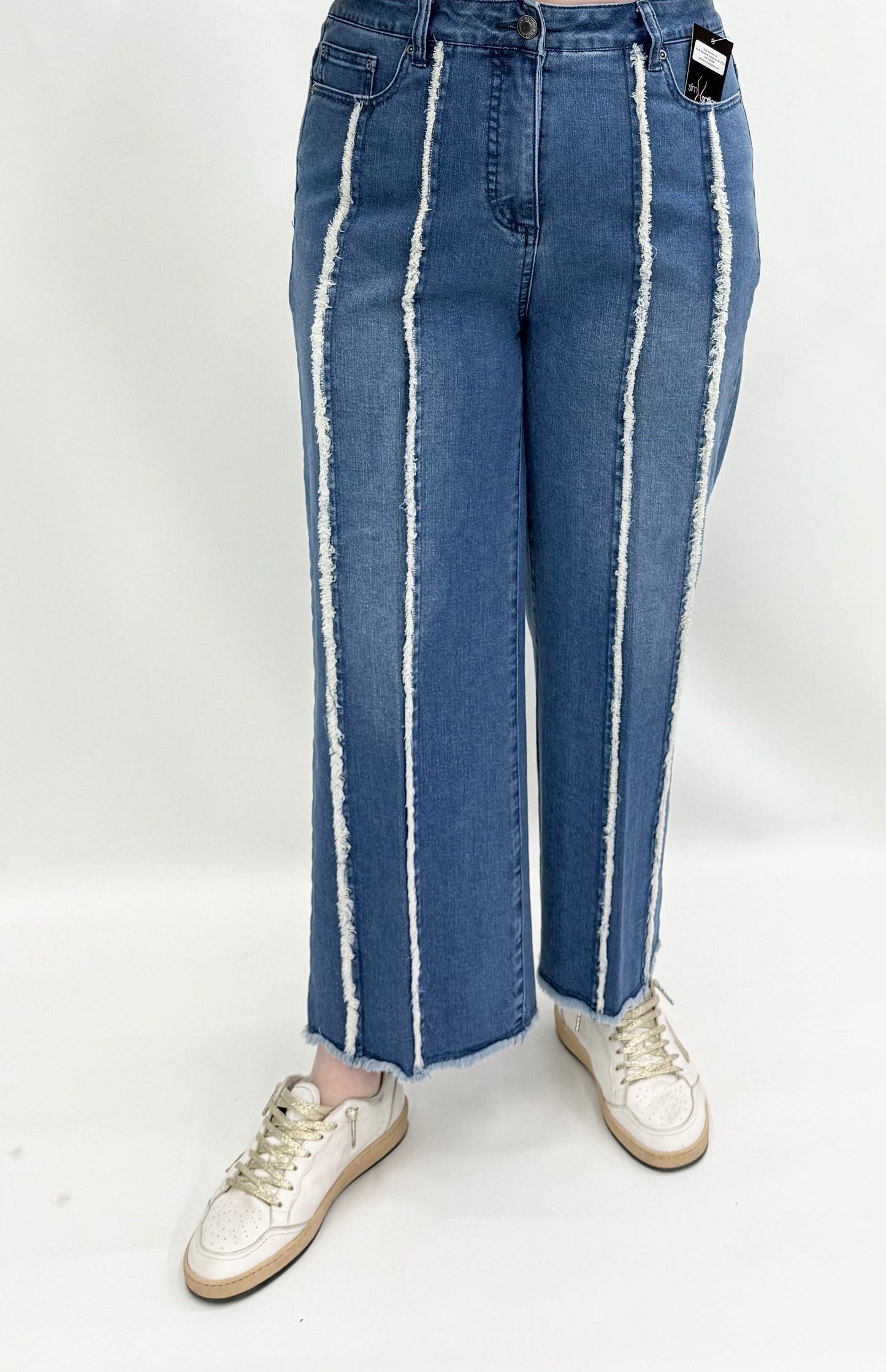 Slim Sation by Multiples #M16702PM Medium Indigo Crop Jean