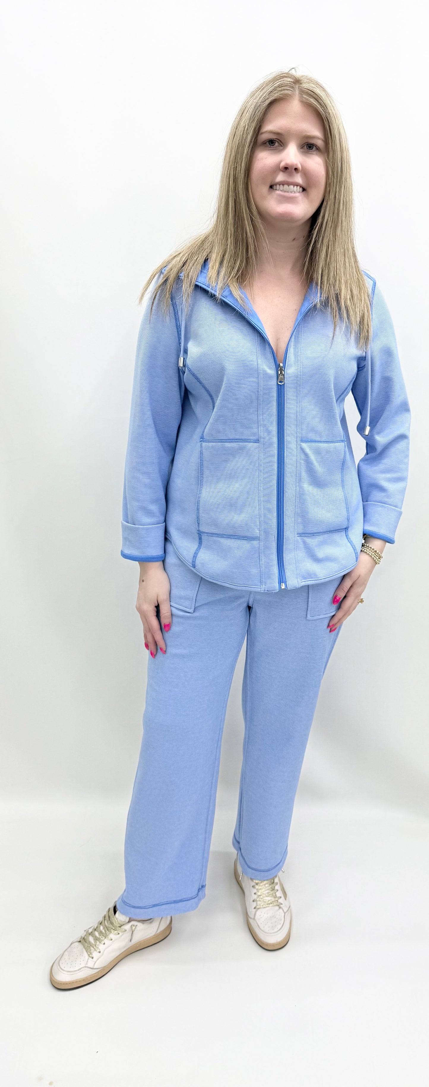 Multiples #M16301JM Reversible French Blue 2 Sided Knit Jacket
