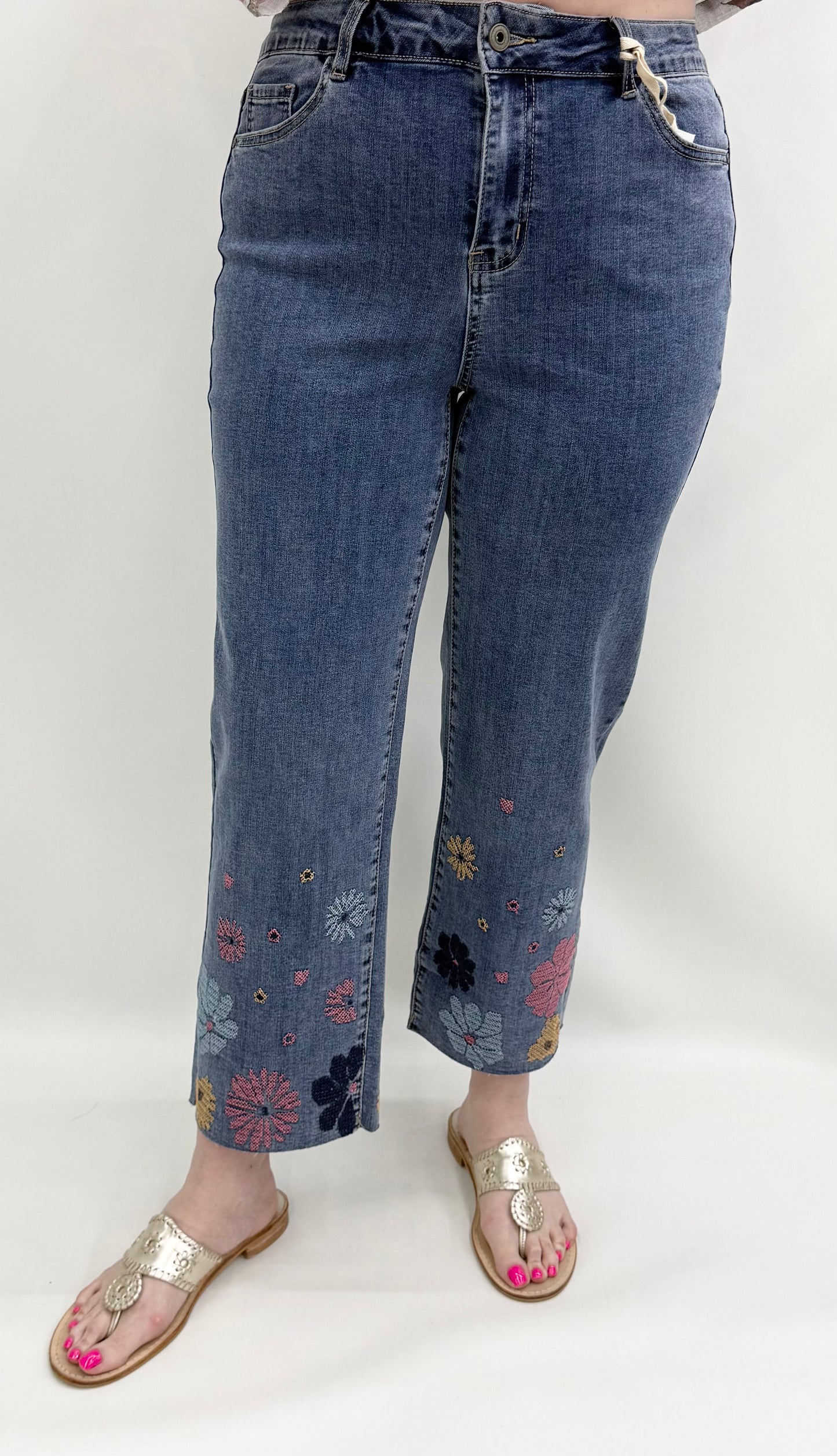Charlie B. #C5780-431A Medium Blue Embroidery Jean