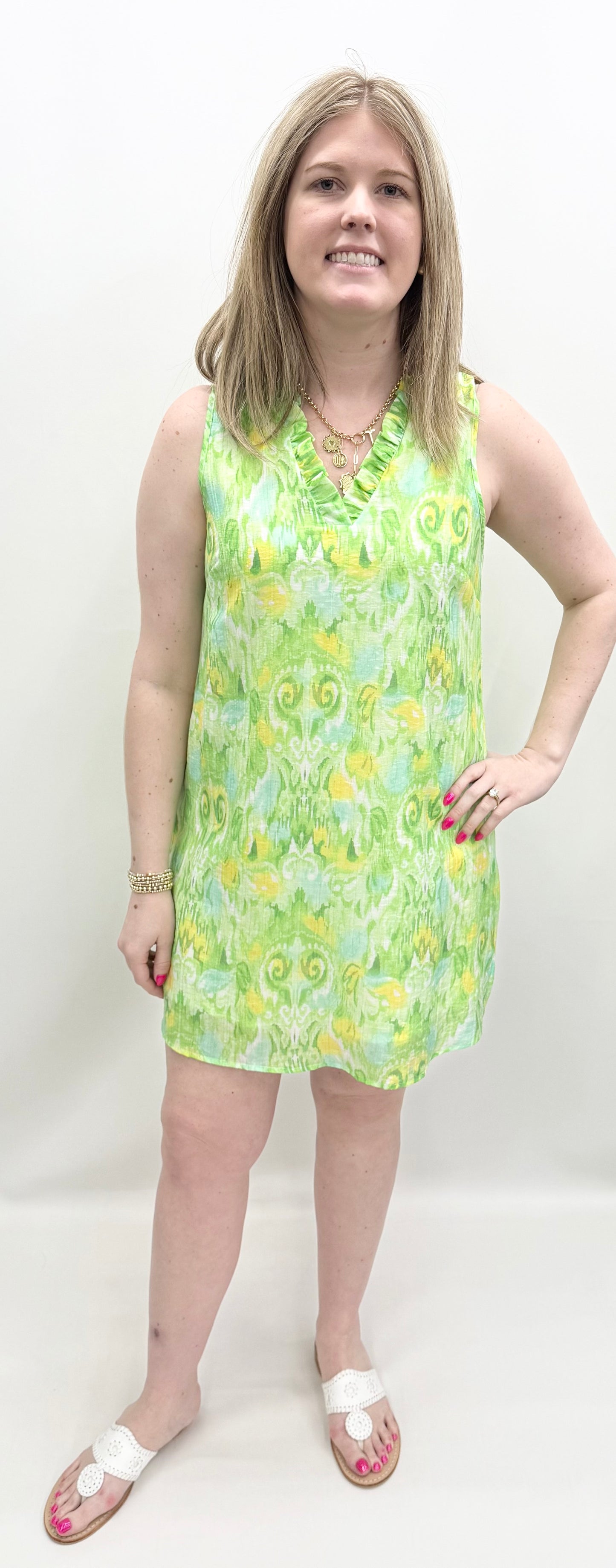 Ethyl #20057LM Lime Green Dress