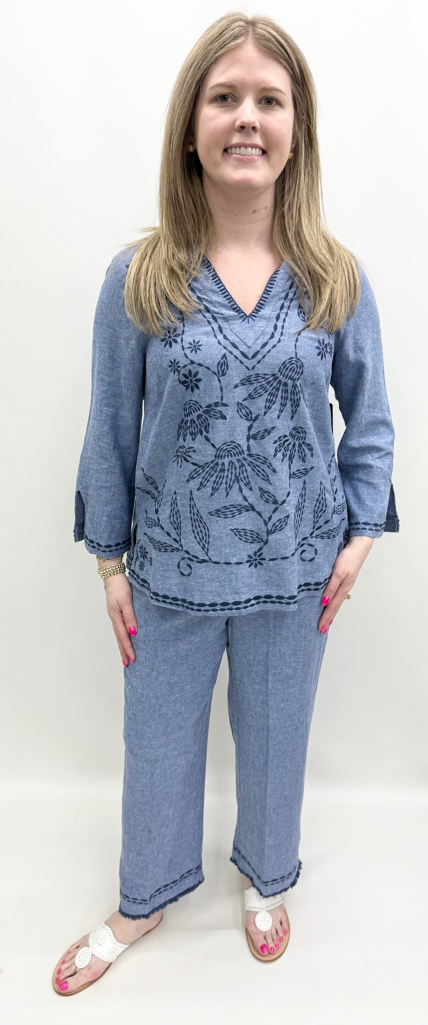 Ali Miles #A16301 Chambray Top