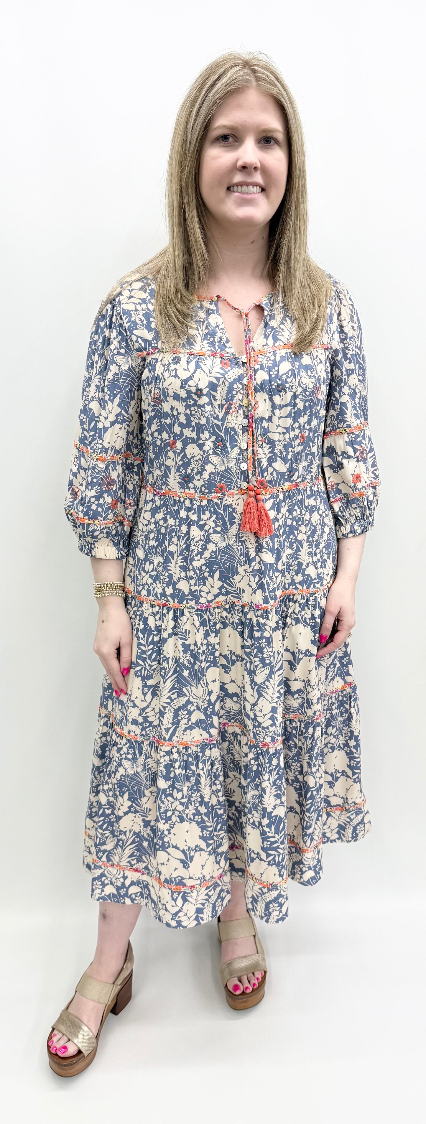 John Mark #J16355DM Blue Floral Dress