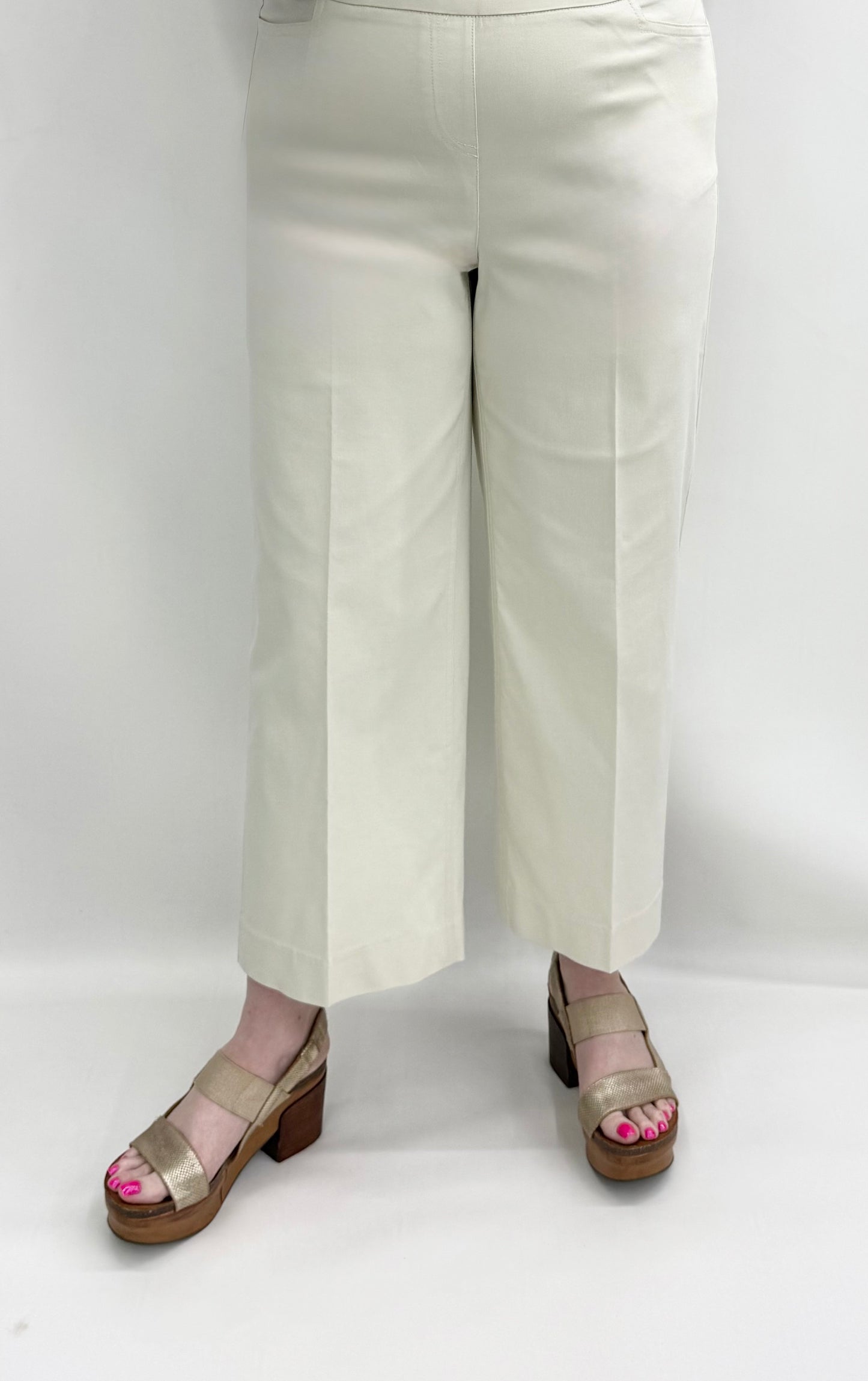 Thin Her #N15103PM Light Taupe Wide Leg Crop Pant