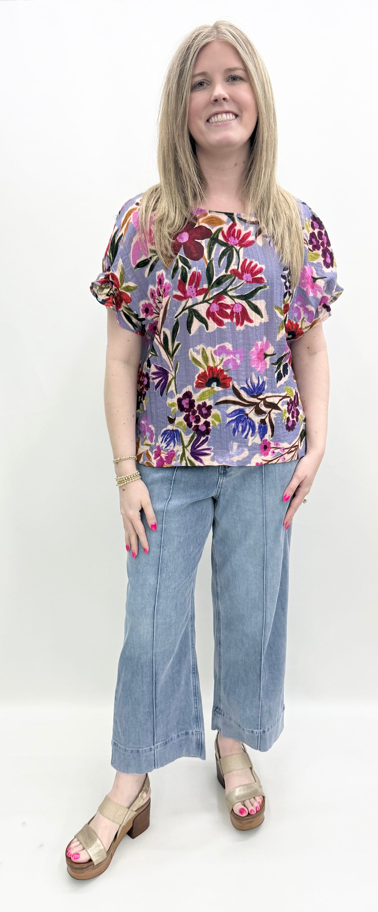 Tru-Luxe #T26216BM Multi Short Sleeve Top